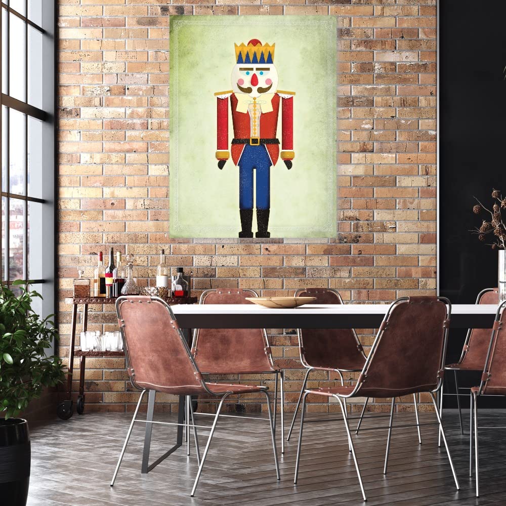 ARTLY Nutcracker Fine Art Canvas Wall Decor - 42x56 Inches - Ready to Hang Painting for Living Room, Bedroom, Office & More - Perfect Christmas Holiday Home Decor Gift