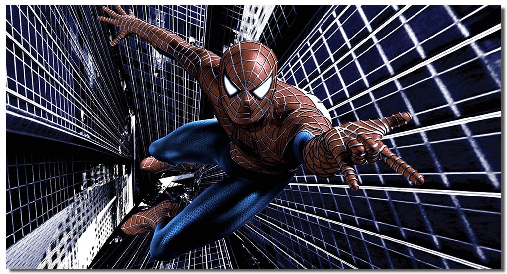 Spider-Man Framed Canvas Wall Art - 36x20 Inch Marvel Superhero Movie Poster Print for Home & Office Decor | Perfect for Living Room, Bedroom, or Man Cave