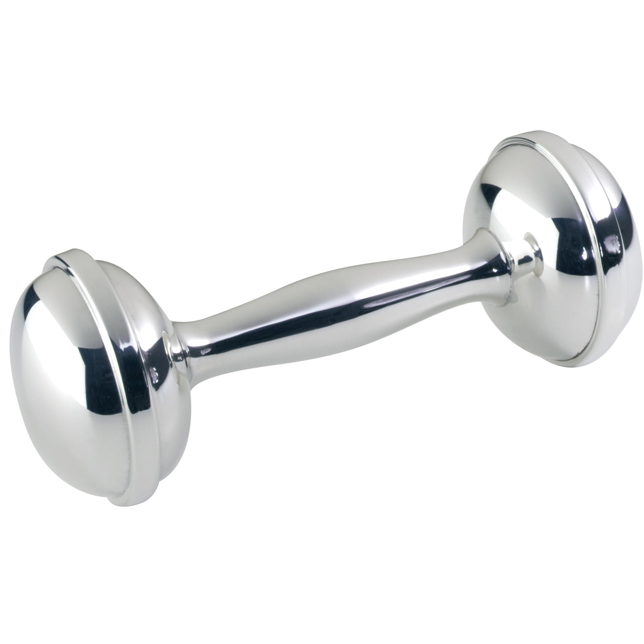 Sterling Silver Dumbbell Baby Rattle Toy - Safe & Durable Teething Gift for Newborns & Infants - Perfect for Playtime, Baby Showers, and First Birthday Presents