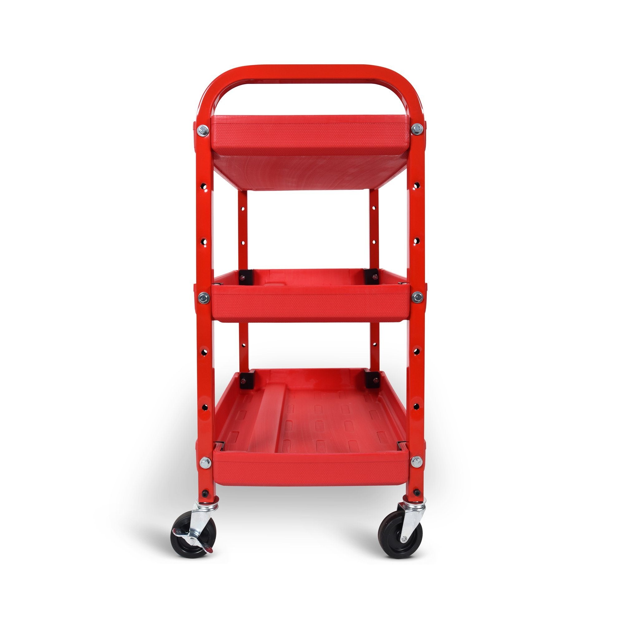 Red Luxor 3-Tier Rolling Utility Cart with Wheels - Perfect for Kitchen, Office, Bathroom Storage & Organization