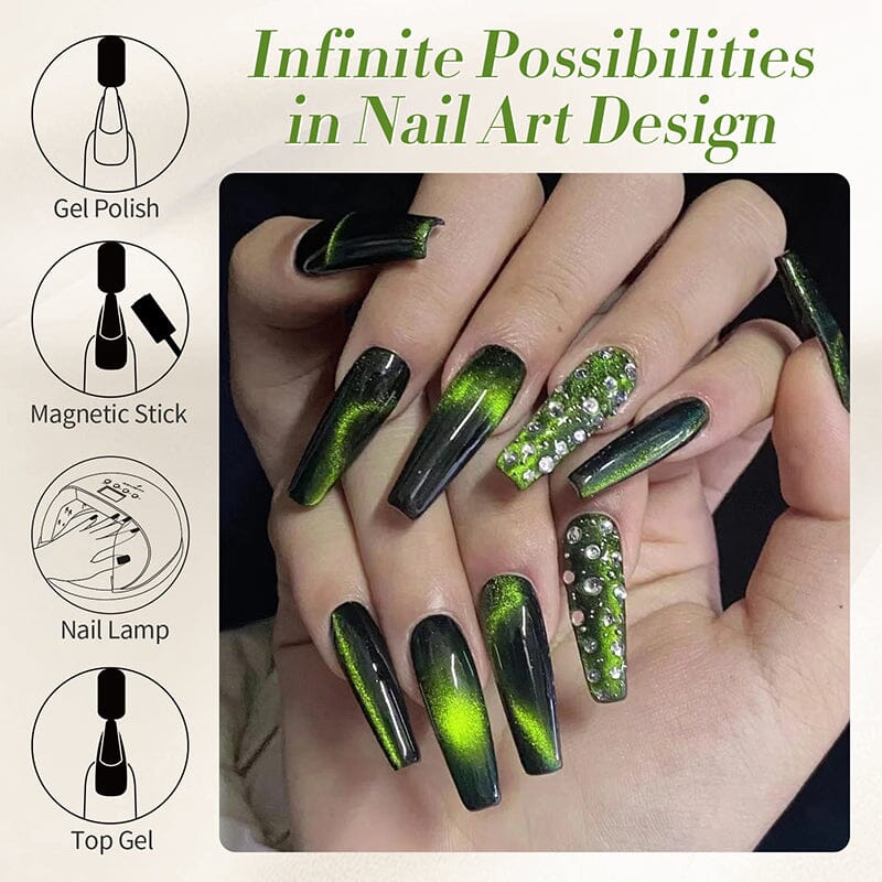 Green Cat Magnetic Gel Polish MY34 Wormhole 10ml - Long Lasting Nail Polish for Salon & Home Manicure - Perfect for Nail Art, Special Occasions & DIY Nail Designs