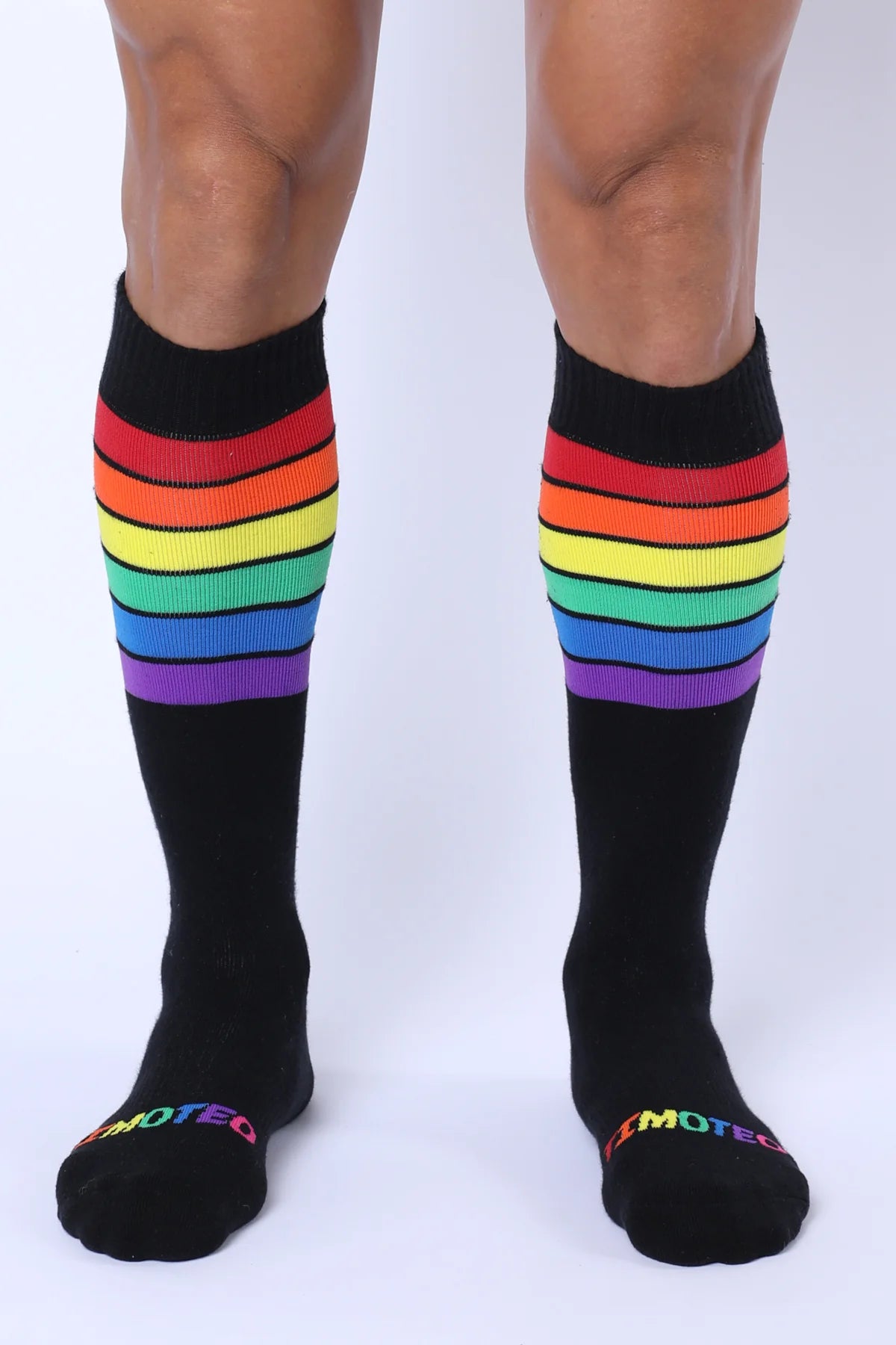 Timoteo Pride Socks for Men & Women - Black LGBTQ+ Rainbow Flag Design - Comfortable Cotton Crew Socks for Everyday Wear, Pride Parades & LGBTQ Events