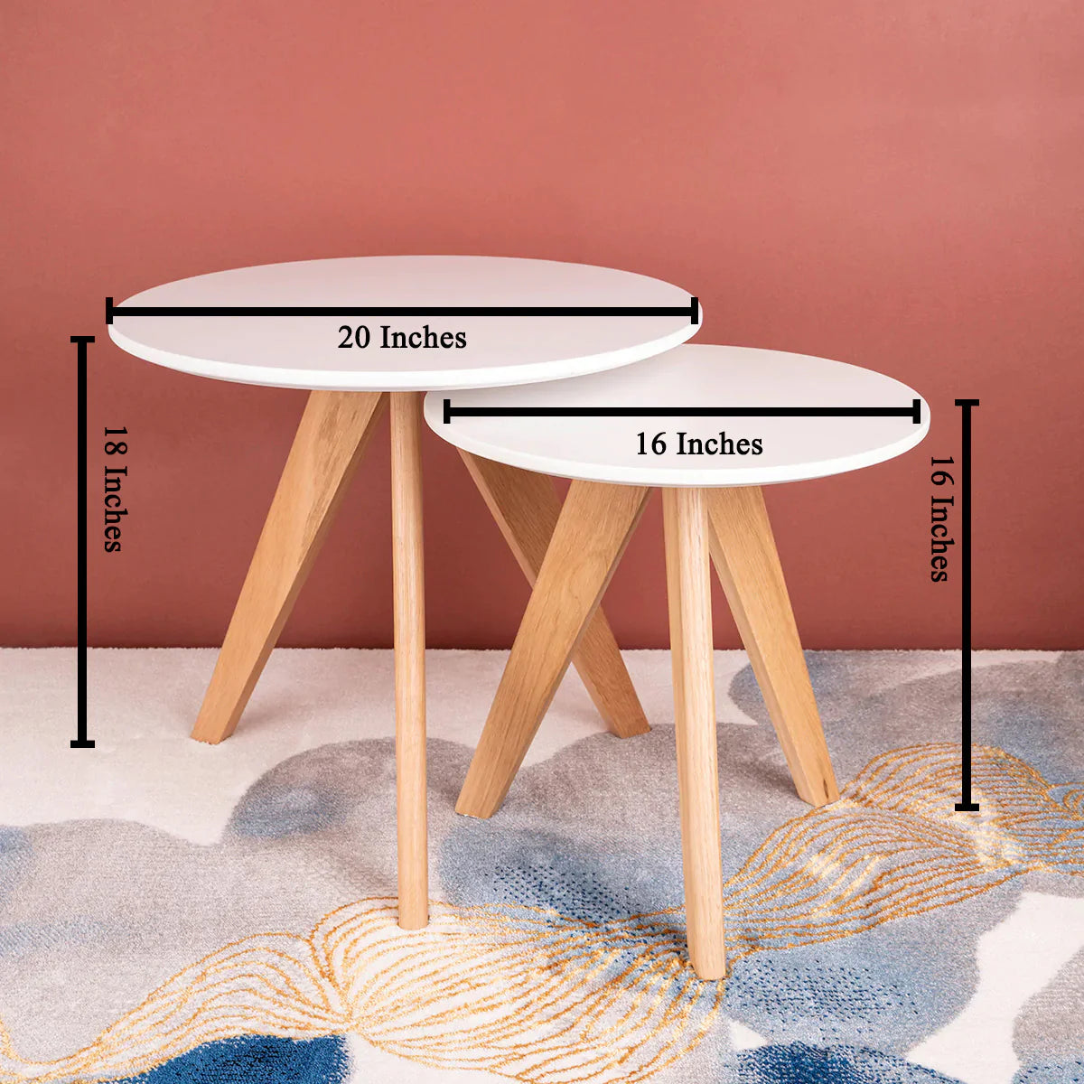 Scandinavian Glider Nesting Table Set of 2 - Modern Side Tables for Living Room, Bedroom & Office - Space Saving Coffee Tables with Smooth Gliding Motion
