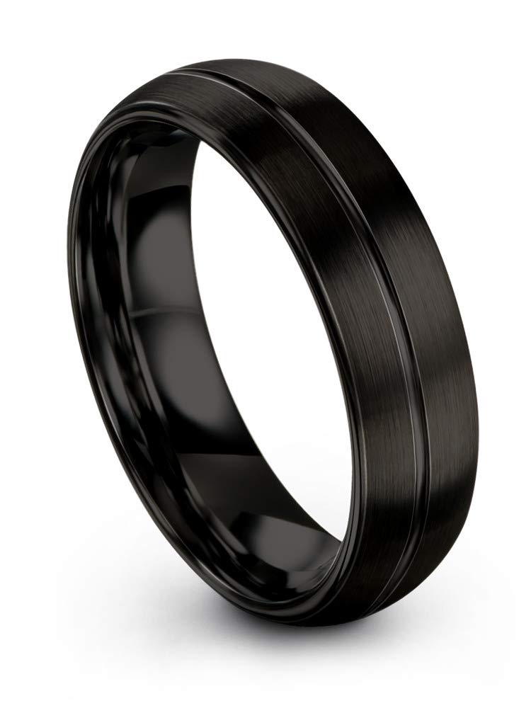 Tungsten Carbide Wedding Band Ring 6mm - Blue Black Center Line Dome for Men & Women | Brushed & Polished Finish | Custom Engraving for Anniversary & Engagement | Perfect for Everyday Wear & Special Occasions