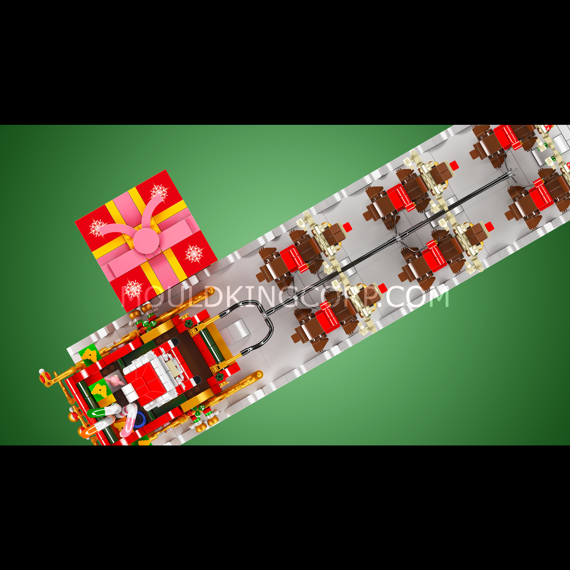 Mould King 10154 Motorized Reindeer & Santa Claus Sleigh Building Set - 2073 Piece Christmas Themed Construction Toy for Adults & Kids | Holiday Decor, Gift Idea, STEM Learning Activity