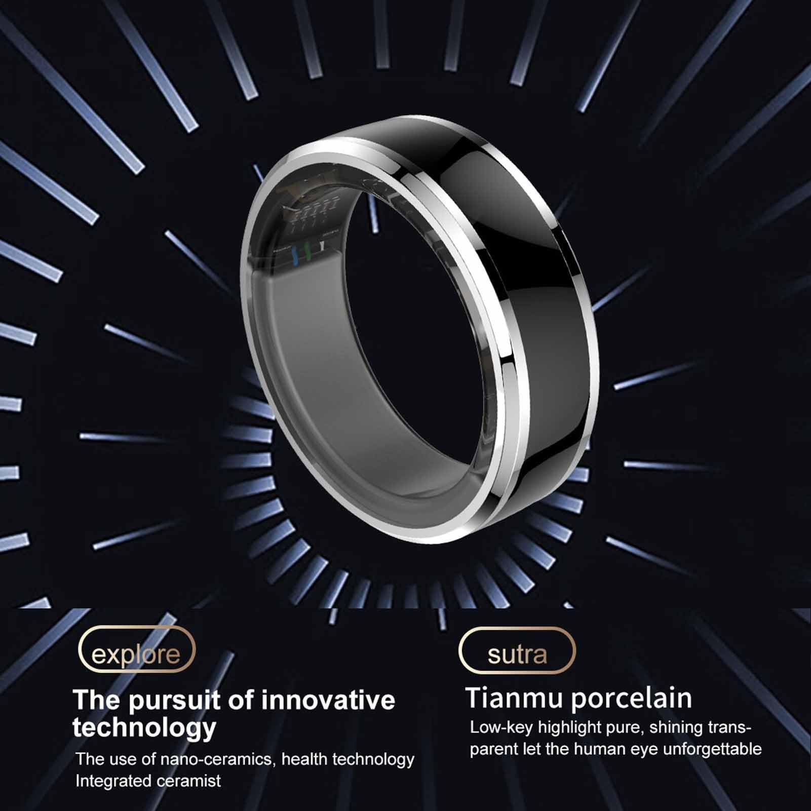 Smart Health Ring with BT 5.1 - Sleep Monitoring, Step Counter & 5ATM Waterproof Fitness Tracker for Men & Women | Compatible with Health App | Perfect for Workouts, Swimming & Daily Activity Tracking (Size 7)