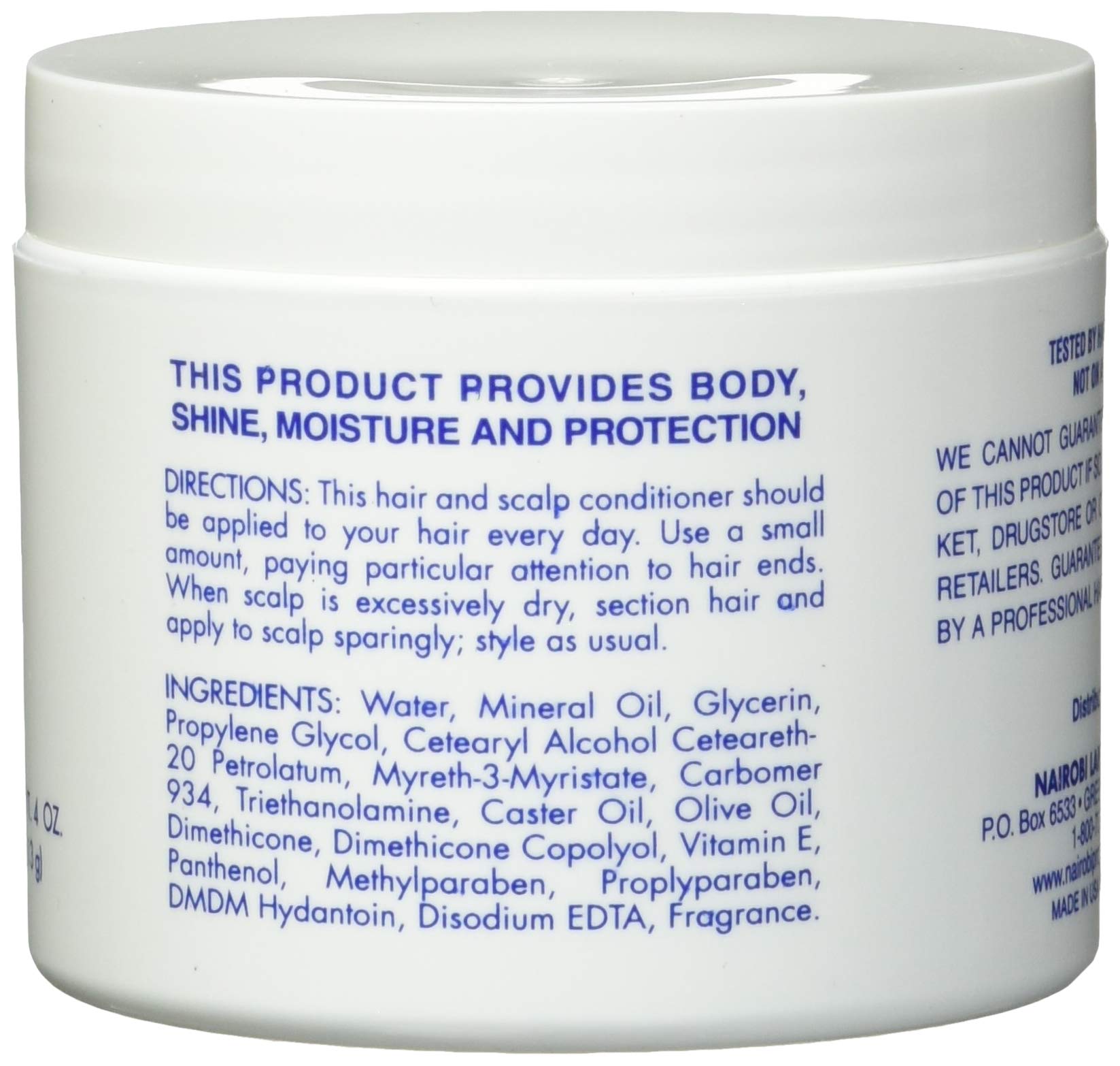 Nairobi Hair & Scalp Daily Moisturizing Hairdressing for Men & Women - 4oz | Hydrating Treatment for Dry, Damaged Hair - Perfect for Daily Use at Home or Salon