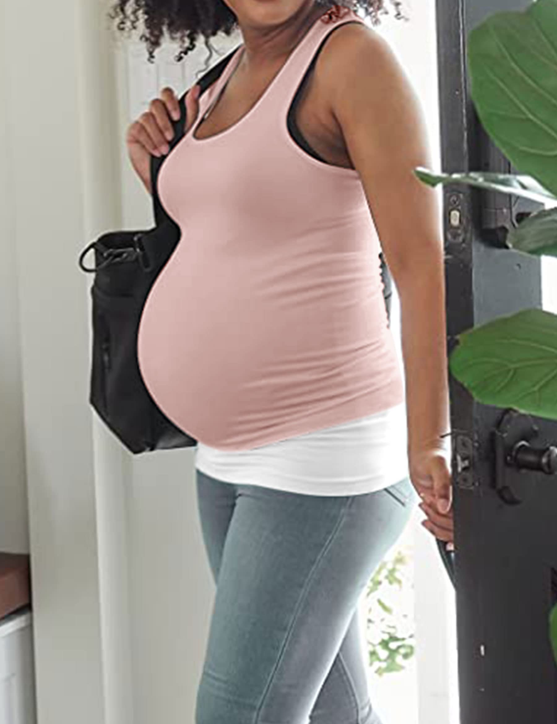 Rheane Plus Size Pregnancy Belly Band Support - Maternity Pant Extender for Comfortable Clothes (Black & White, XXL) - Ideal for Daily Wear, Workouts & Postpartum Recovery