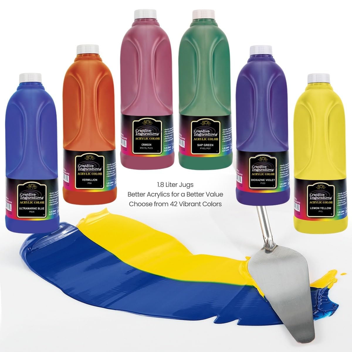 Viridian Acrylic Paint - 1.8 Liter - Smooth Creamy Consistency, Vibrant Pigments, High Coverage for Artists - Easy Soap & Water Cleanup - Perfect for Canvas Painting, DIY Crafts & Home Decor Projects