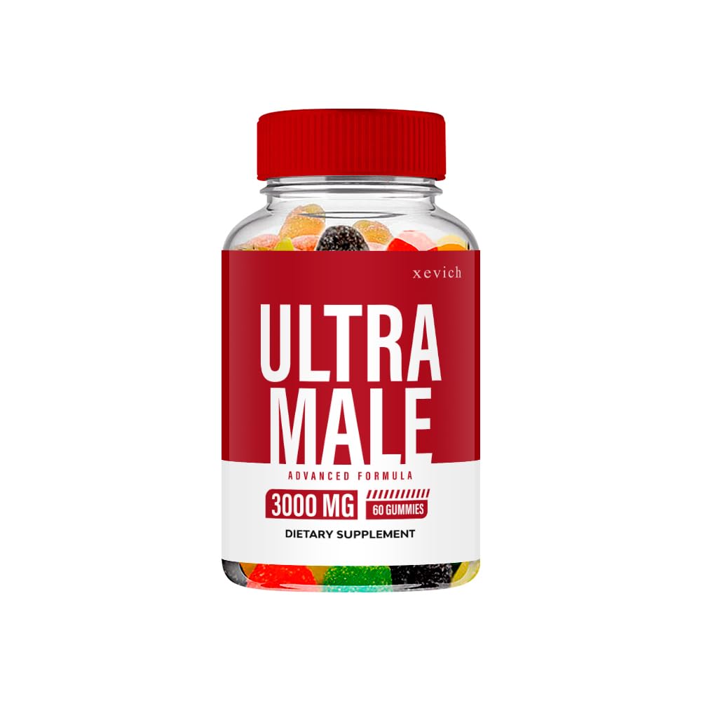 Ultra Male Gummies for Men - 60 Count Natural Testosterone Booster Supplement with Horny Goat Weed & Maca Root - Enhance Energy, Stamina & Performance - Perfect for Workout, Gym & Active Lifestyle