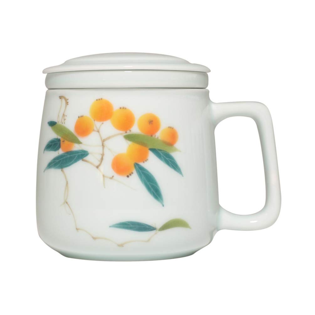 Retro Double-Walled Insulated Glass Tea Mug with Infuser & Lid - 230ml Porcelain Tea Cup for Coffee, Milk & Hot Beverages - Perfect for Home, Office & Gifts
