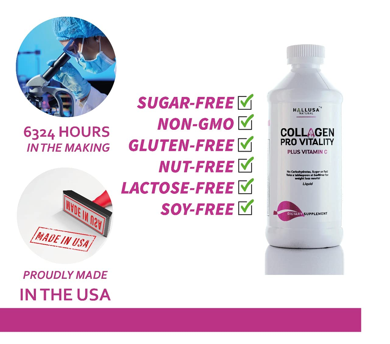 Hydrolyzed Liquid Collagen with Vitamin C - Supports Skin, Hair & Joint Health - Ideal for Anti-Aging & Wellness Routine