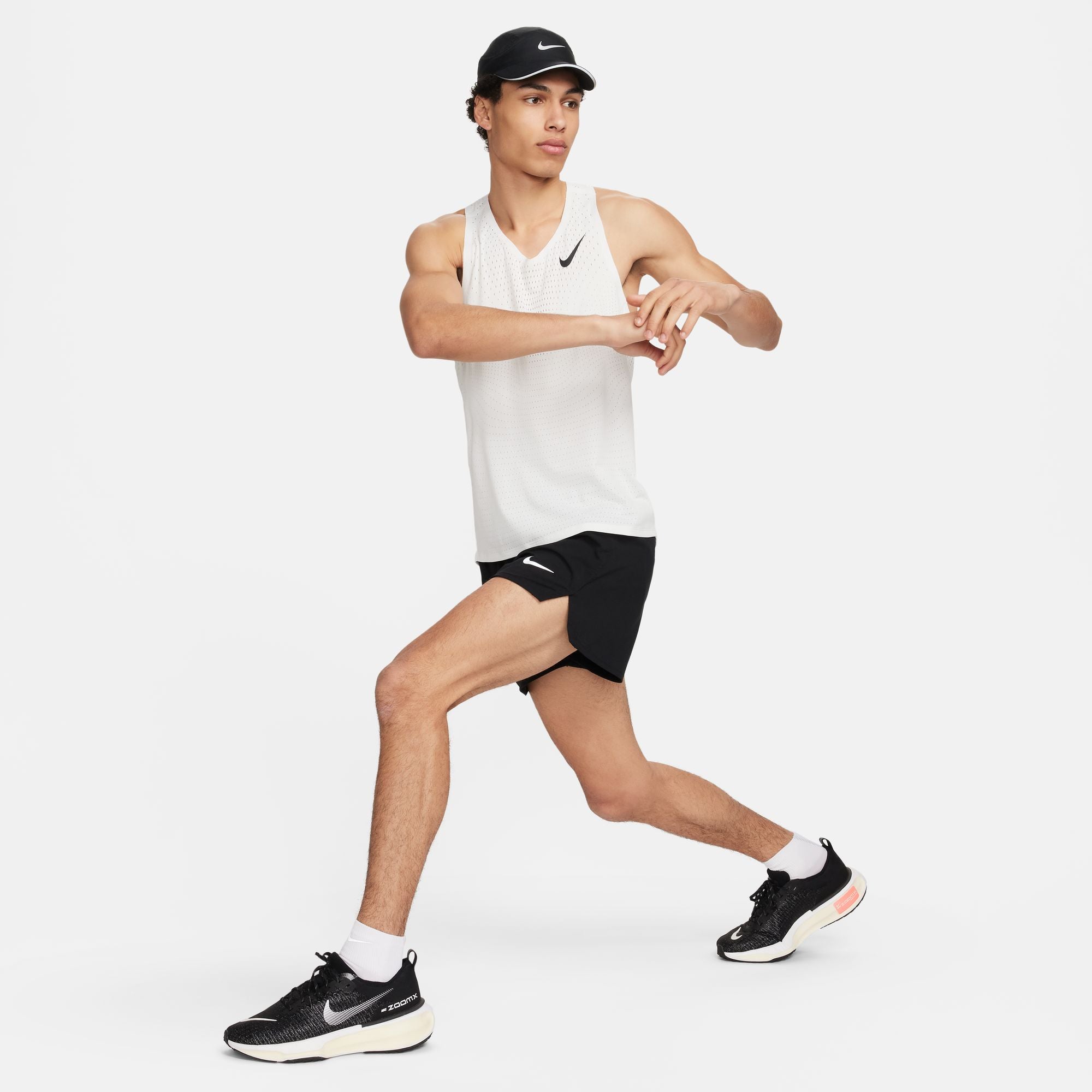 Men's AeroSwift Dri-FIT ADV Running Singlet - Lightweight Moisture-Wicking Performance Top for Marathon & Training (Summit White/Black) - Ideal for Hot Weather Running, Gym Workouts & Outdoor Sports