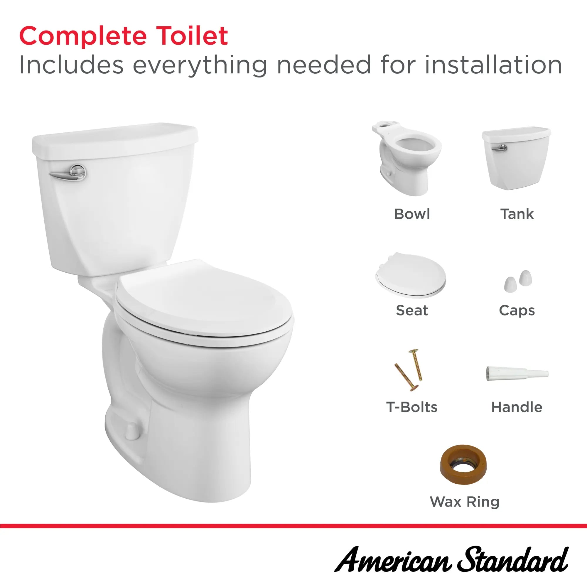 Cadet 3 FloWise 1.28 GPF/4.8 LPF Left Trip Lever Chair Height Round Front Toilet with Slow Close Seat - Water Efficient Toilet for Bathroom, Home & Commercial Use