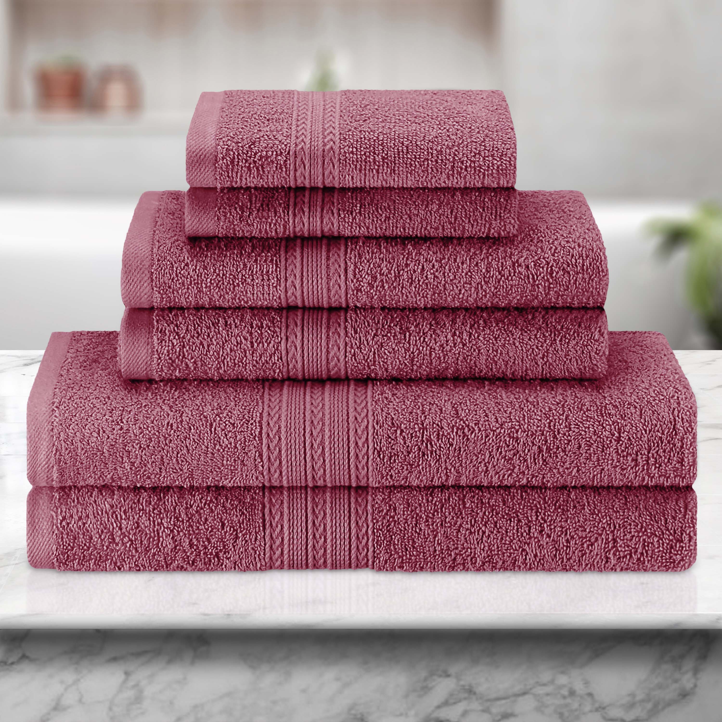 Premium 6-Piece Eco-Friendly Cotton Ring Spun Bath Towel Set - Soft, Absorbent & Sustainable for Spa, Gym, and Luxury Bathroom Use