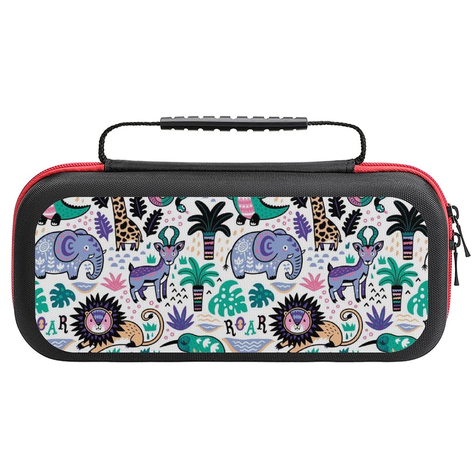 Tropical Animals Print Nintendo Switch Lite Carrying Case - Portable Travel Storage Bag for Switch Lite & Accessories | Perfect for Gaming On-The-Go & Travel Protection