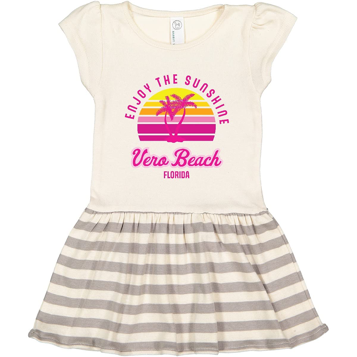 Inktastic Summer Enjoy The Sunshine Vero Beach Florida Pink Toddler Dress - Cute Outfit for Beach Vacation, Family Photos & Summer Playdates