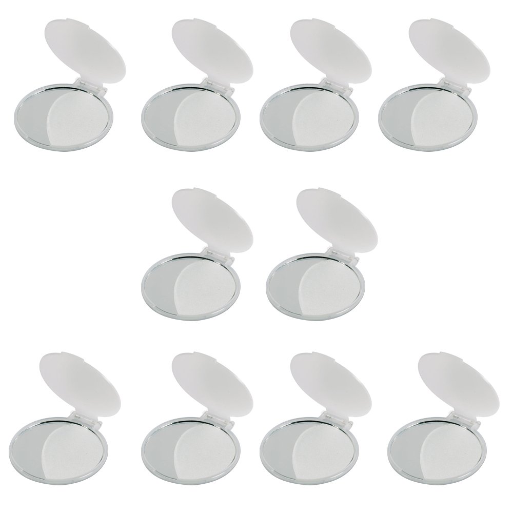 eBuyGB Compact Folding Vanity Mirror - Portable Handbag & Cosmetic Mirror for Makeup, Travel, and Toiletry Bag - Clear Plastic, 10 Pack - Perfect for Home, Office, and On-the-Go Touch Ups