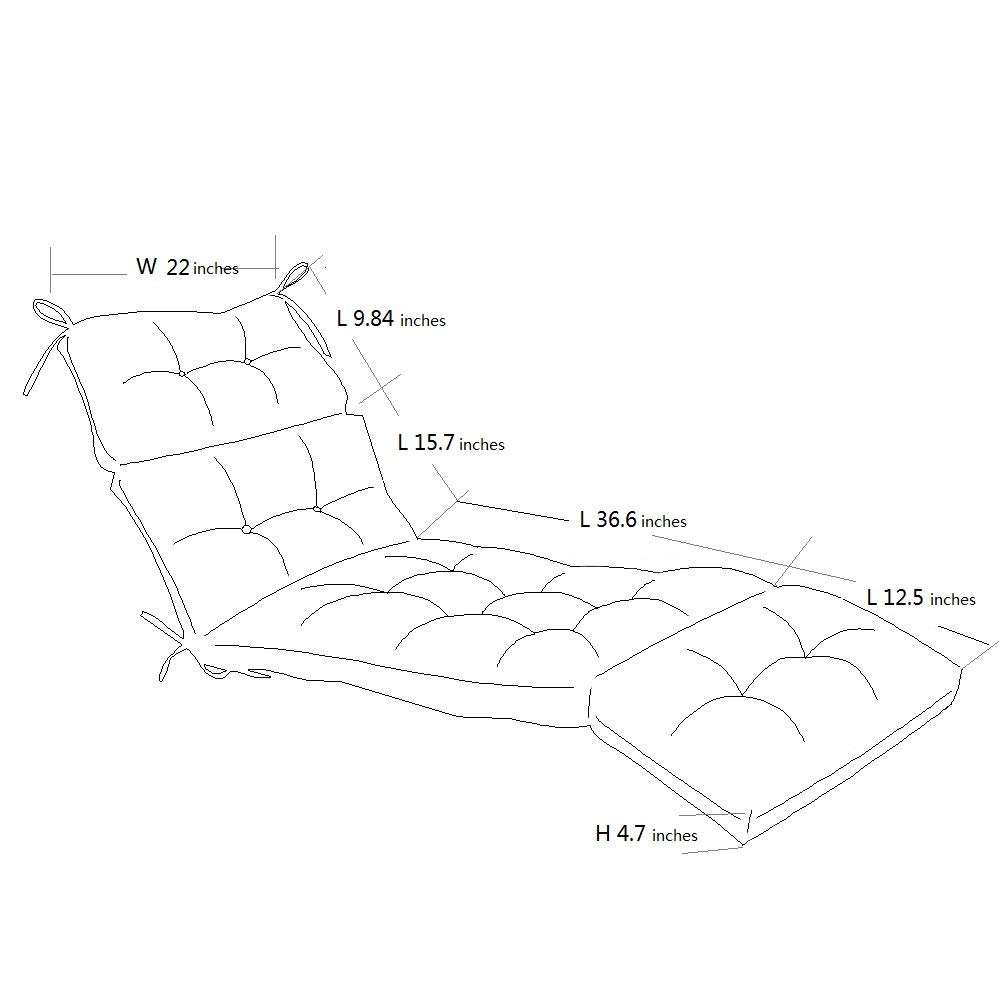 QILLOWAY Indoor Outdoor Chaise Lounge Cushion - Waterproof Replacement Cushion for Patio, Poolside & Garden Furniture - Navy Blue Spring Summer Seasonal Cushion - Perfect for Relaxing by the Pool, Sunbathing or Lounging in Your Backyard