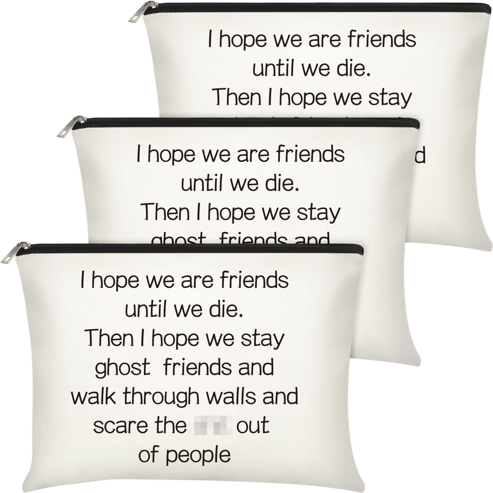 3-Piece Funny Cosmetic Bags Set - Best Friend Gifts for Women, Long Distance Friendship, Birthday, Moving Away & Christmas Presents - Trendy Makeup Travel Cases for Bestie Soul Sister - Perfect for Travel, Daily Use & Special Occasions