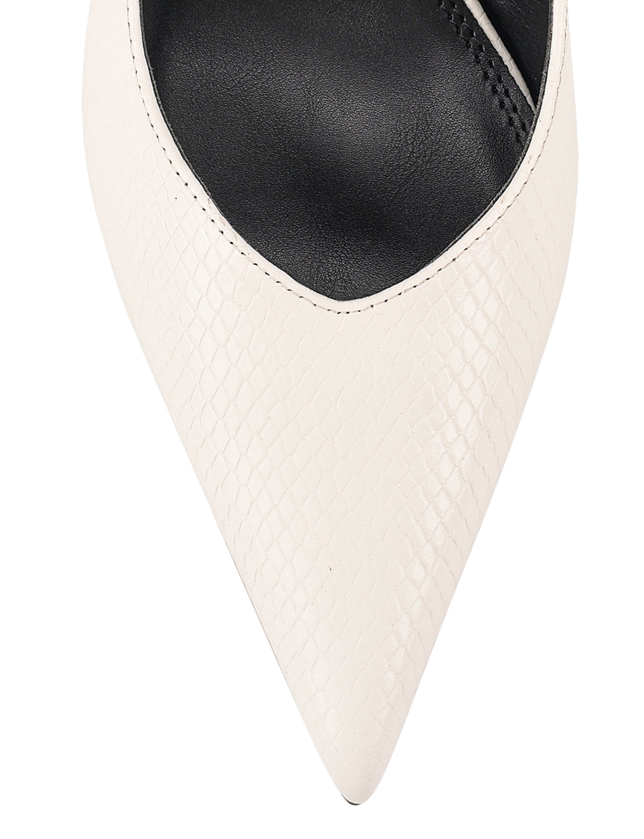 Yankee Slingback Block Heel Sandals - Women's Chunky Heel Shoes in Chalk White Snake Leather | Perfect for Office, Party & Date Night Outfits