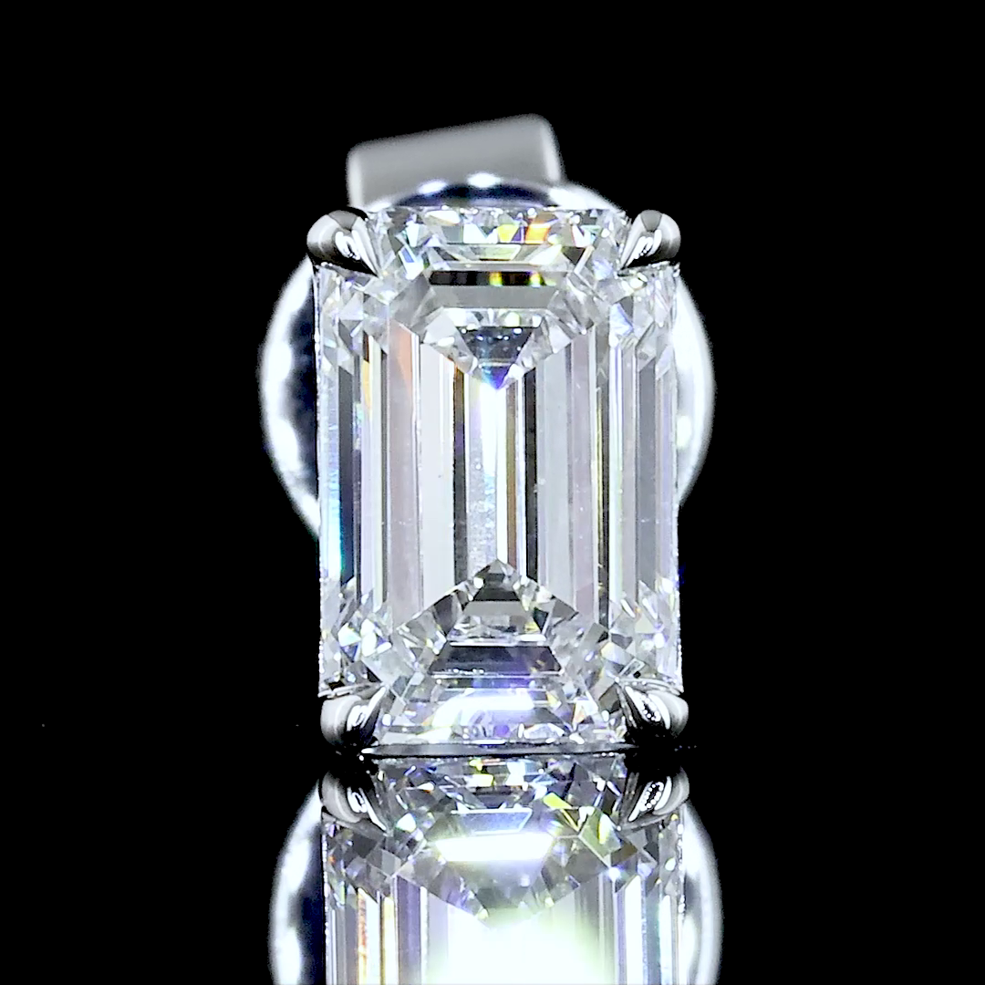 1.03 Carat Lab Grown Emerald Cut Diamond Stud Earrings in 14K White Gold - F VS1 Clarity, Ideal for Weddings & Special Occasions