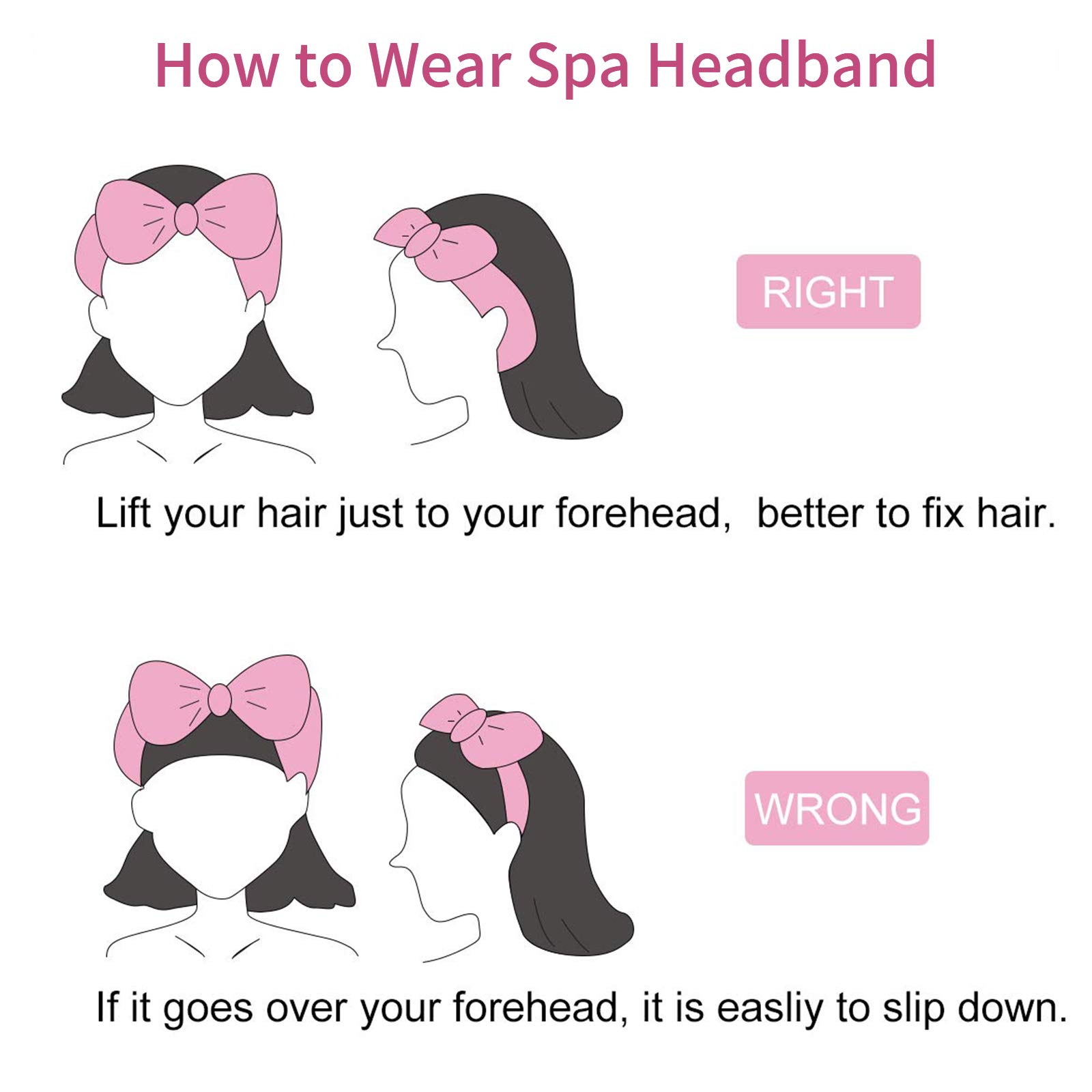 Ondder 8 Pack Spa Headbands for Women & Girls - Soft Fluffy Makeup & Facial Headbands, Solid Color Bowknot Hair Bands for Washing Face, Skincare, Shower & Spa - Perfect for Beauty Routines, Cosmetics & Relaxation