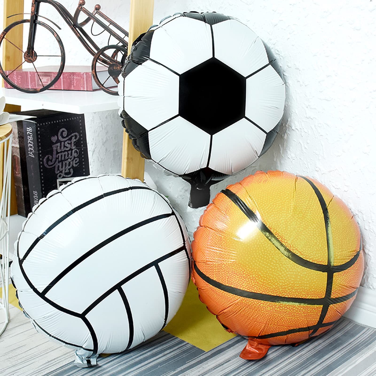 BinaryABC 18 Inch Basketball Mylar Foil Balloons - 10Pcs Sports Theme Party Decorations for Birthday, Graduation & Game Day Celebrations