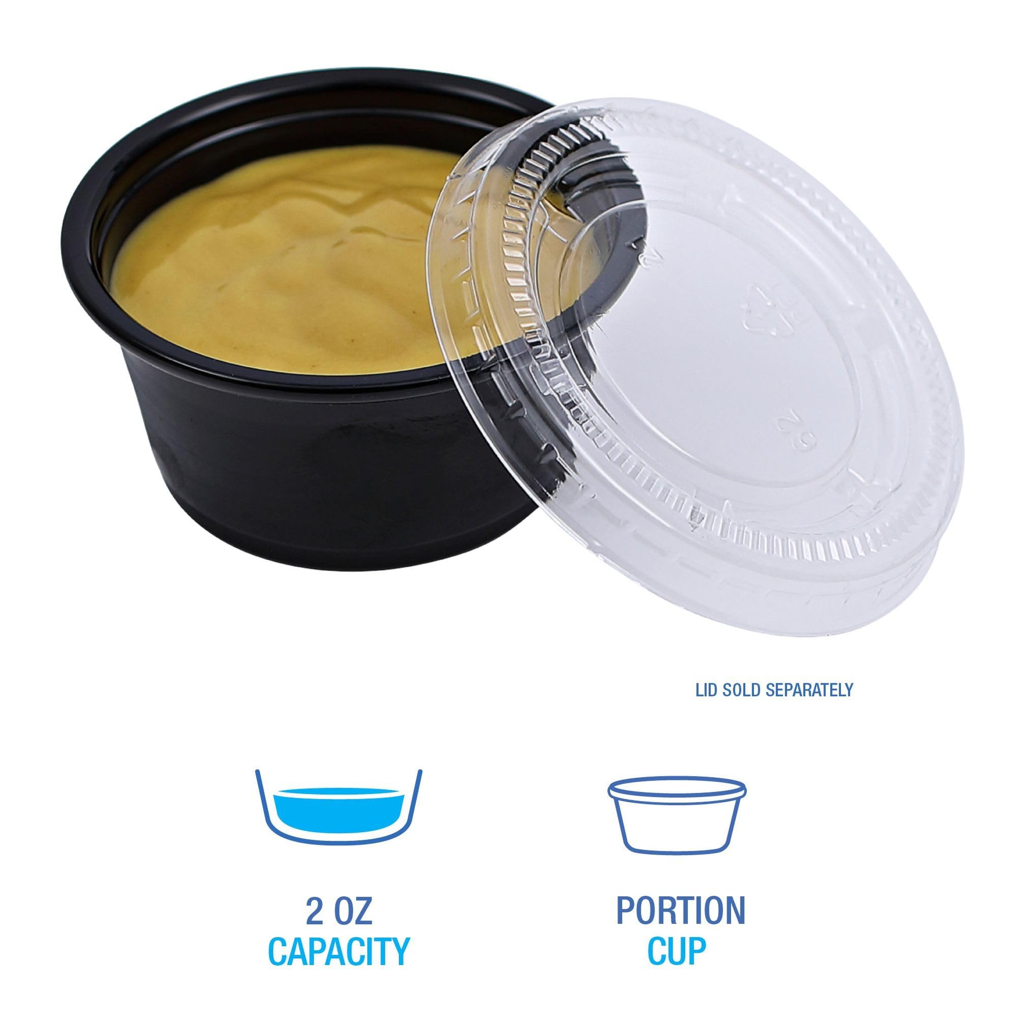 Boardwalk BWKPRTN2BL 2 oz. Black Polypropylene Souffle Cups - 2500/Carton - Perfect for Meal Prep, Portion Control & Food Storage