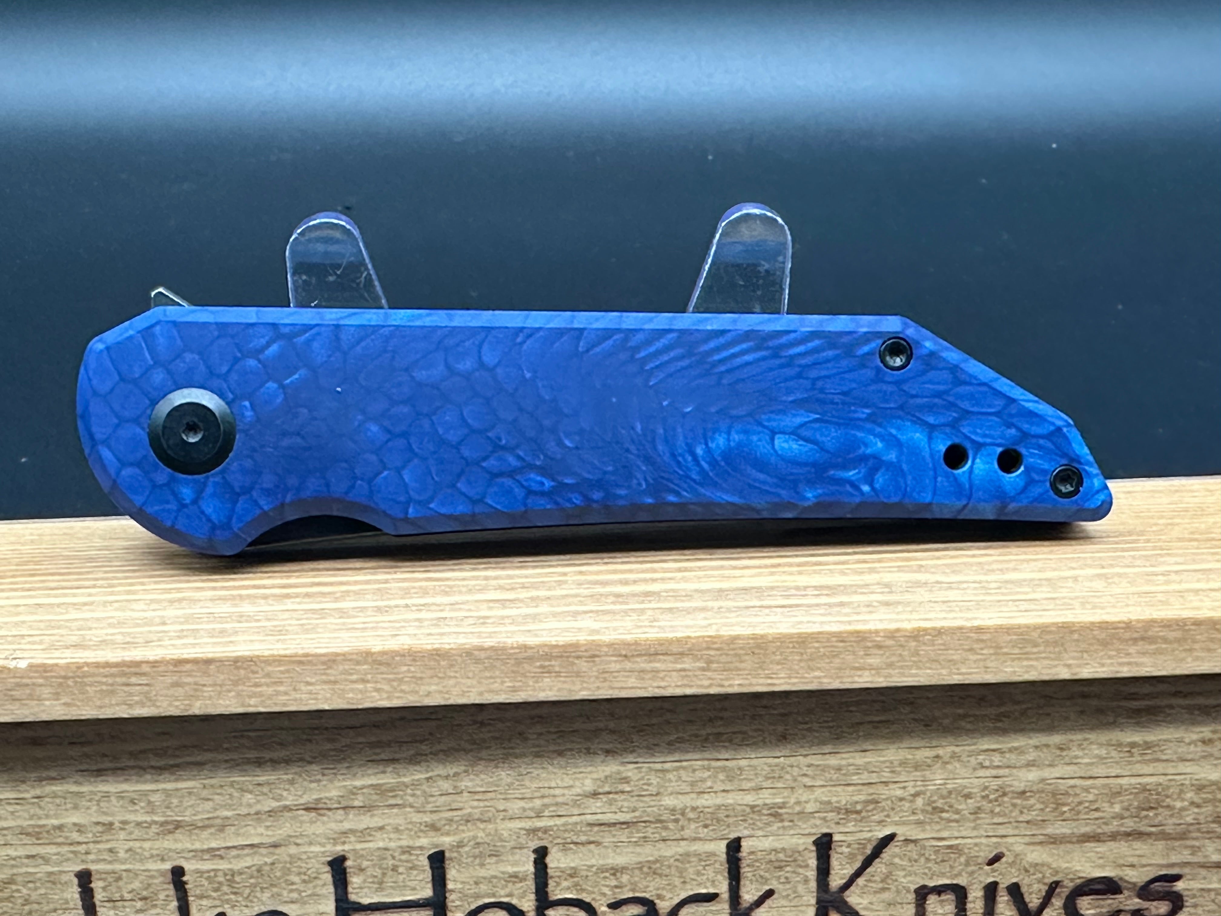 Jake Hoback Radford Frame Lock Folding Knife with Blue Snake Juma Handle - EDC, Outdoor, Camping & Survival Gear