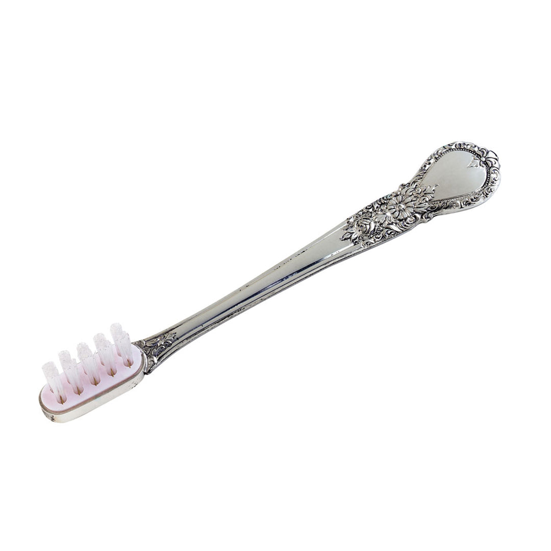Pink Pewter Handle Baby Toothbrush - Soft Bristles for Gentle Cleaning - Perfect for Infants & Toddlers - Ideal for First Teeth & Oral Care Routine