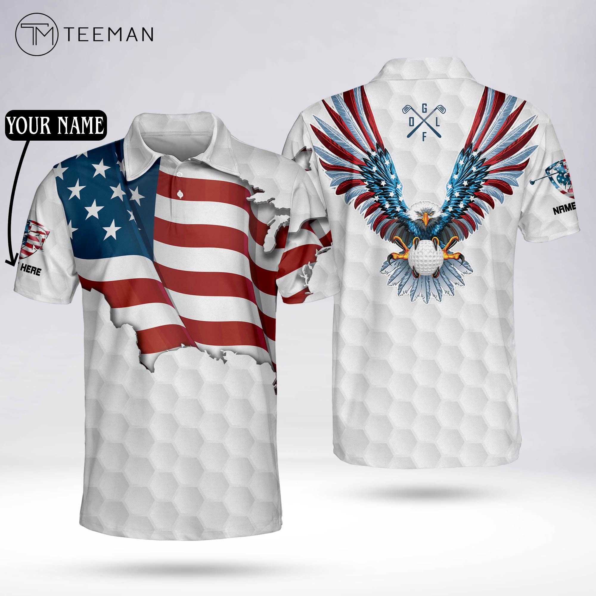 Custom Men's Golf Shirts - USA Flag Patriotic Dry Fit Polo for Golf & Casual Wear | Perfect for Golf Tournaments, 4th of July & Outdoor Activities