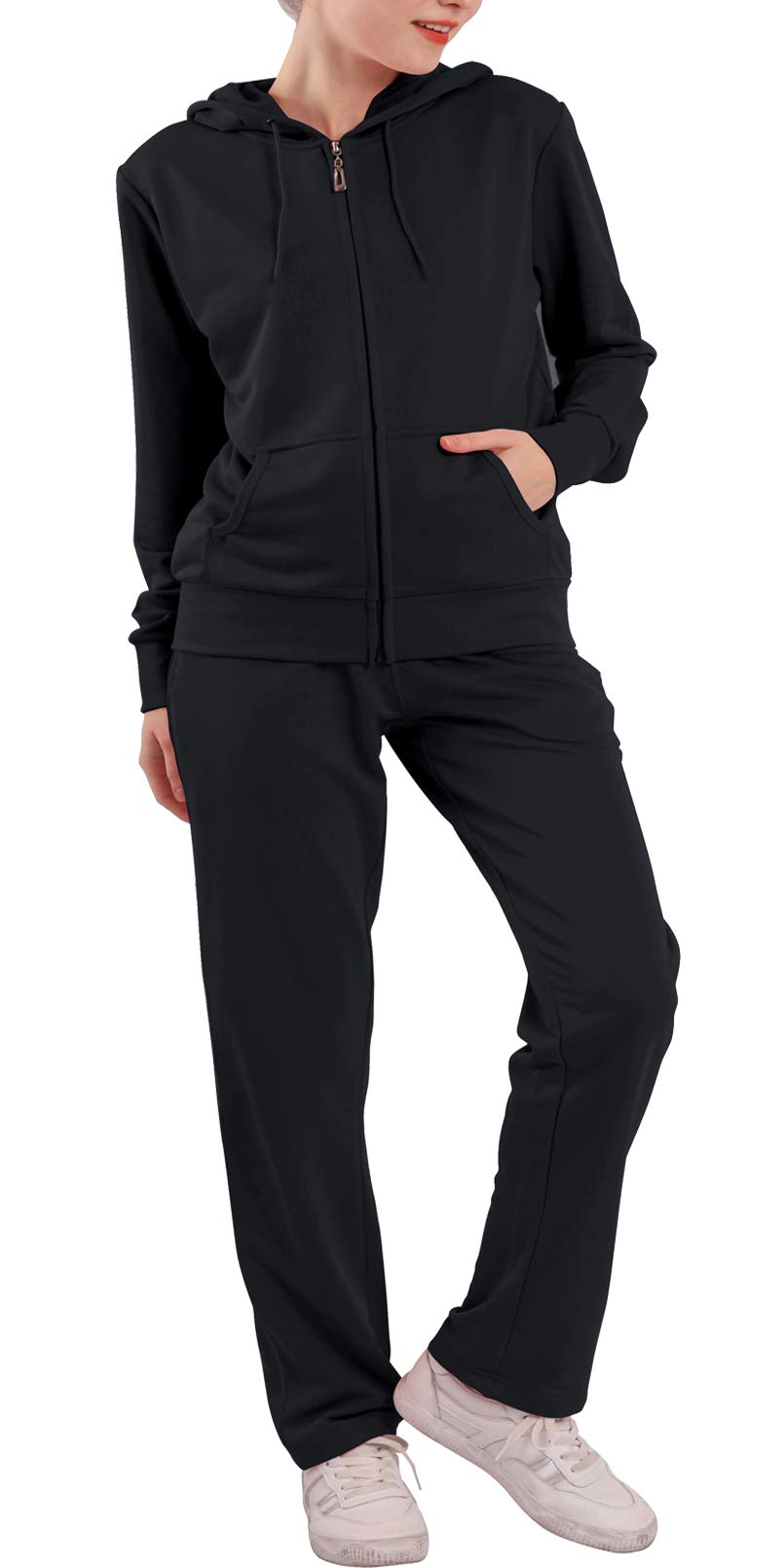 LeeHanTon Women's Velour Tracksuit Set - Athletic Zip Up Hoodie & Striped Sweatpants Outfit | Gym, Lounge & Casual Wear