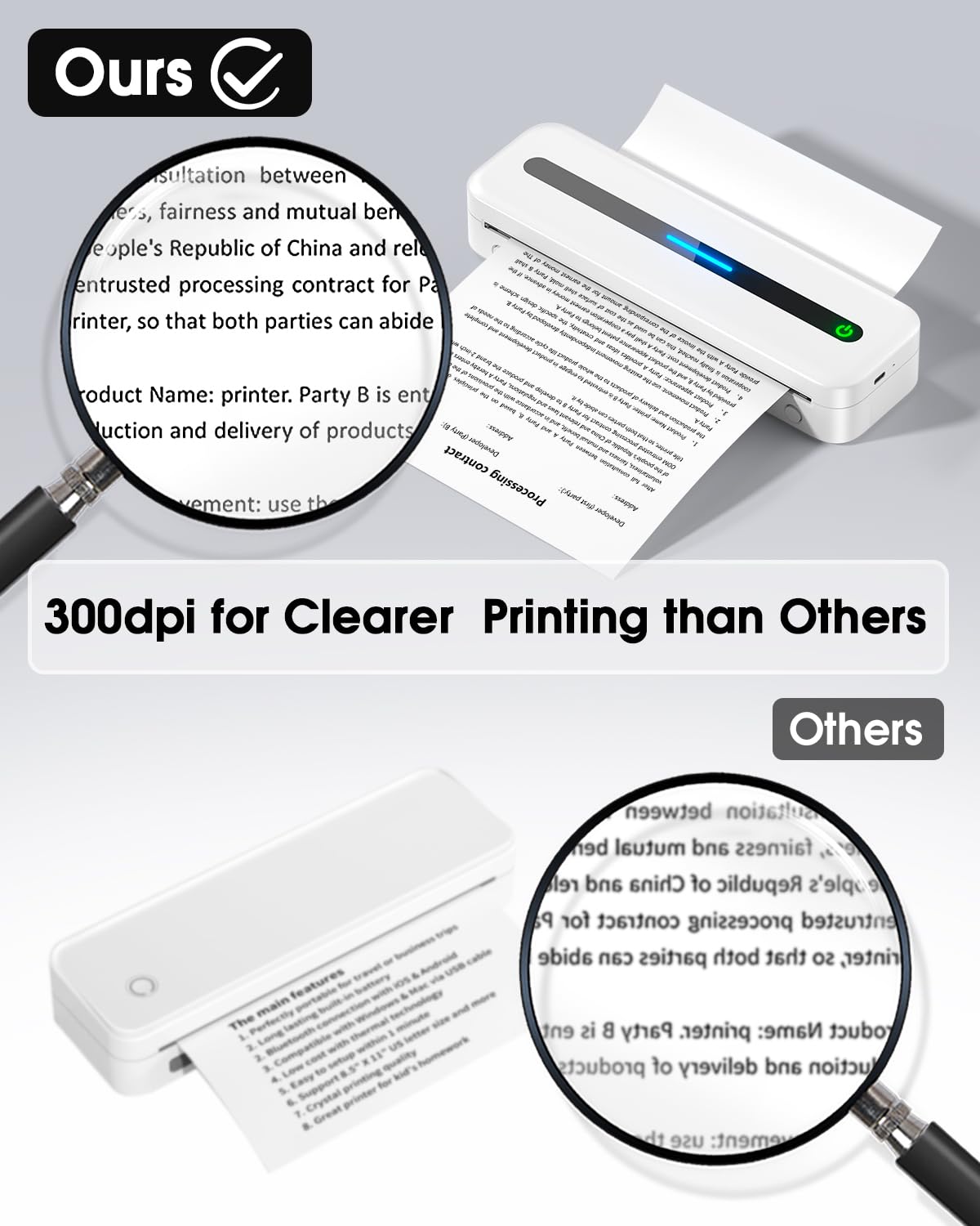 Itari M832 Wireless Thermal Printer - Portable Bluetooth Printer for Travel, 300dpi Inkless Printing, Compatible with Android, iOS & Laptop (Supports 8.5