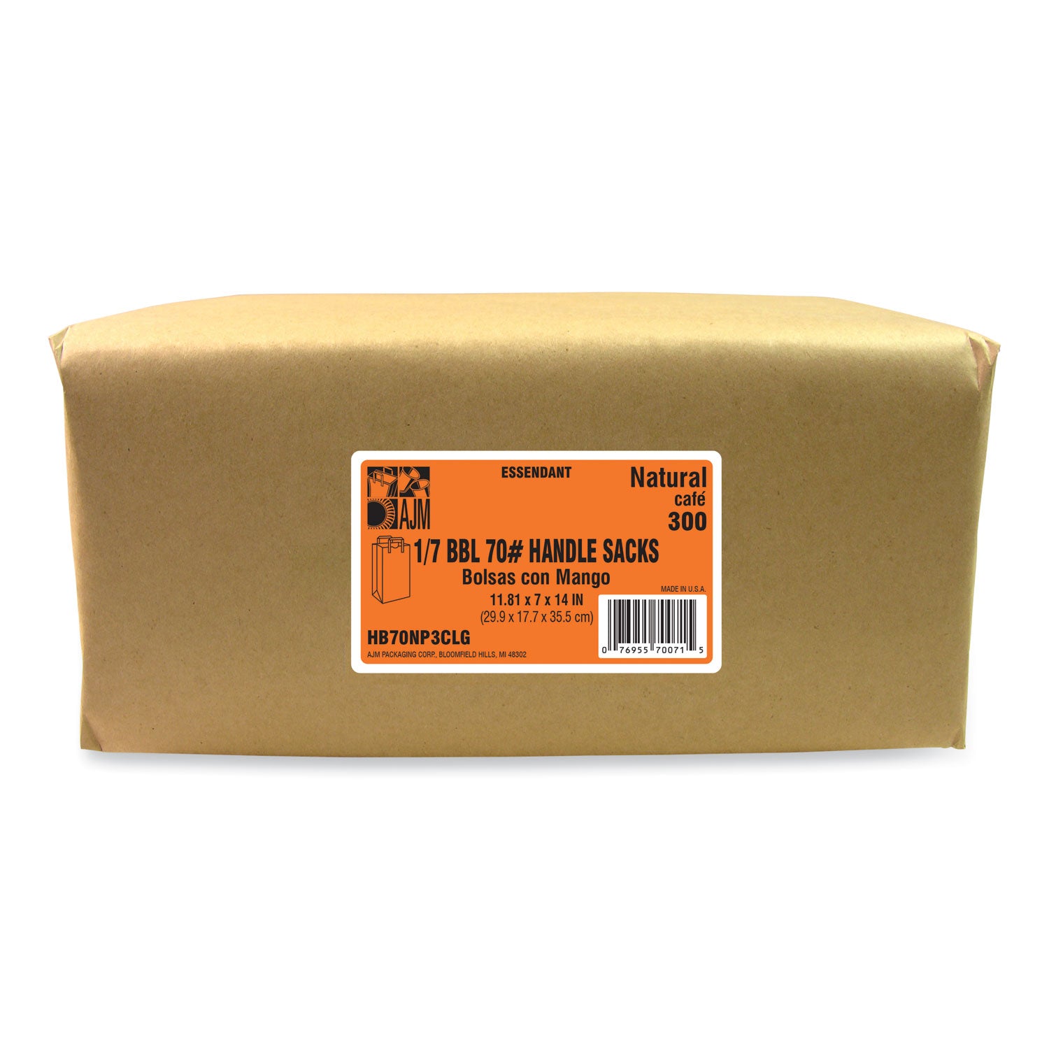 AJM Packaging Natural Kraft Flat Handle Bags - 12