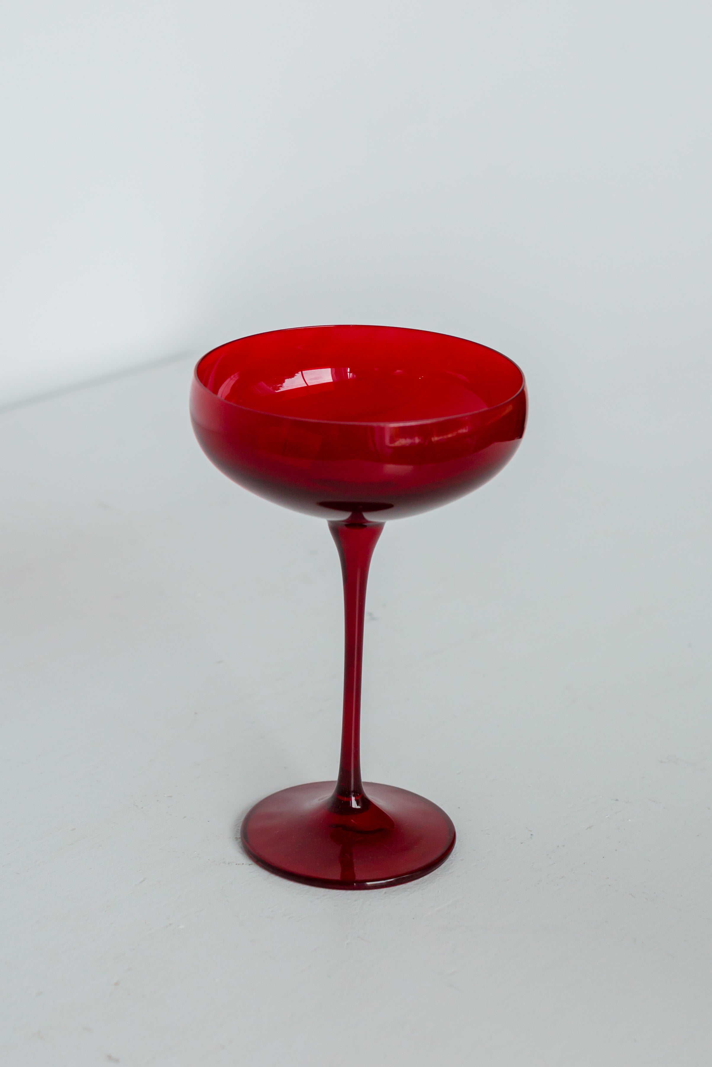 Estelle Colored Champagne Coupe Glasses Set of 2 - Elegant Red Stemware for Wedding, Party & Special Occasions