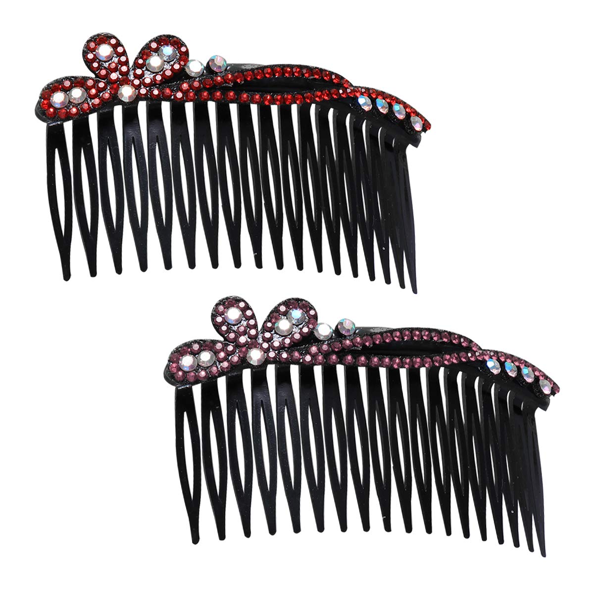 Lurrose 2-Piece Bridal Hair Clips Set for Women & Girls - Elegant Hair Barrettes, Side Combs & Teasing Comb - Perfect for Weddings, Prom, Parties & Special Occasions