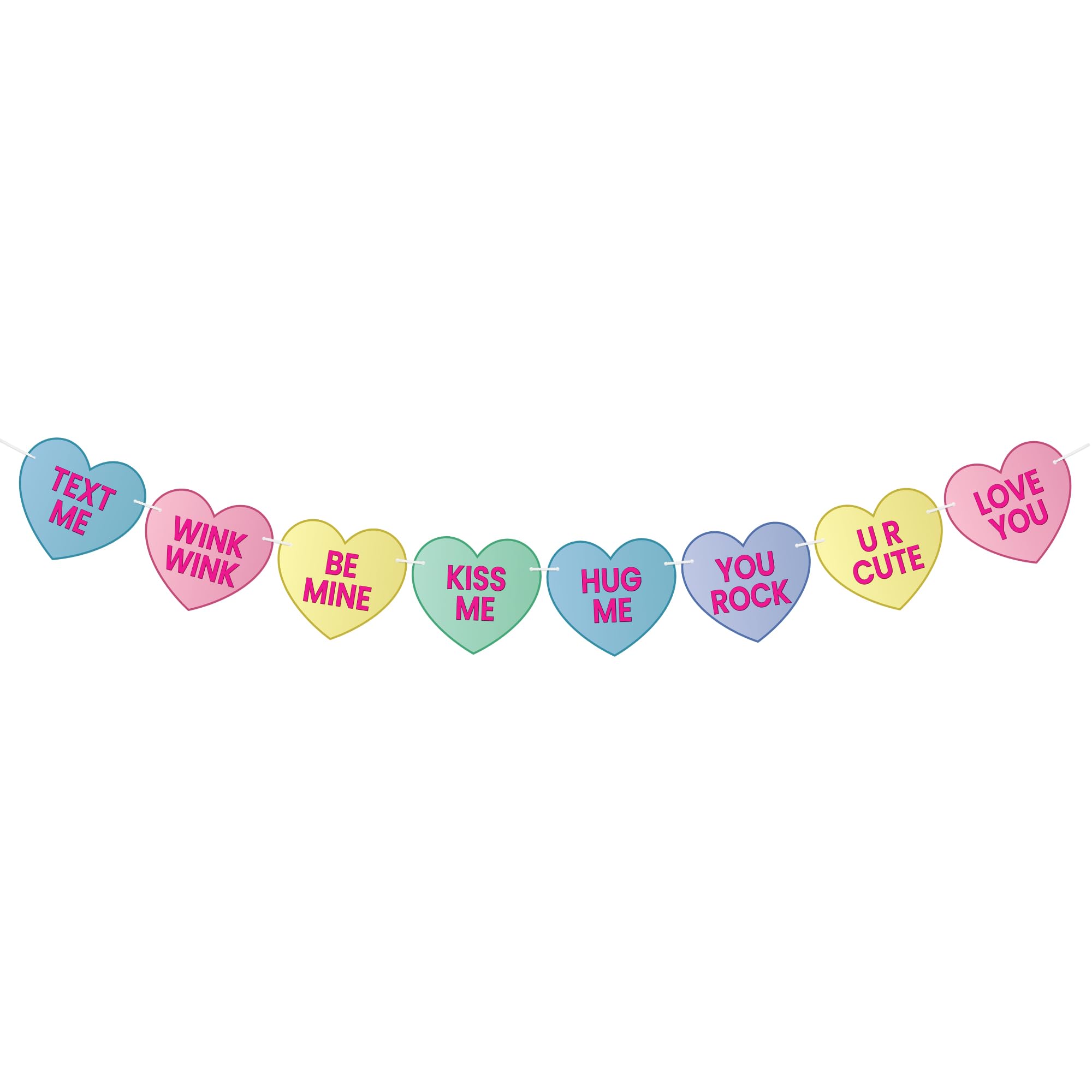 Katchon 10 Feet Large Conversation Hearts Decorations Banner - No DIY Heart Garland for Valentine's Day, Wedding, Party & Home Decor | Romantic Love Theme Party Supplies