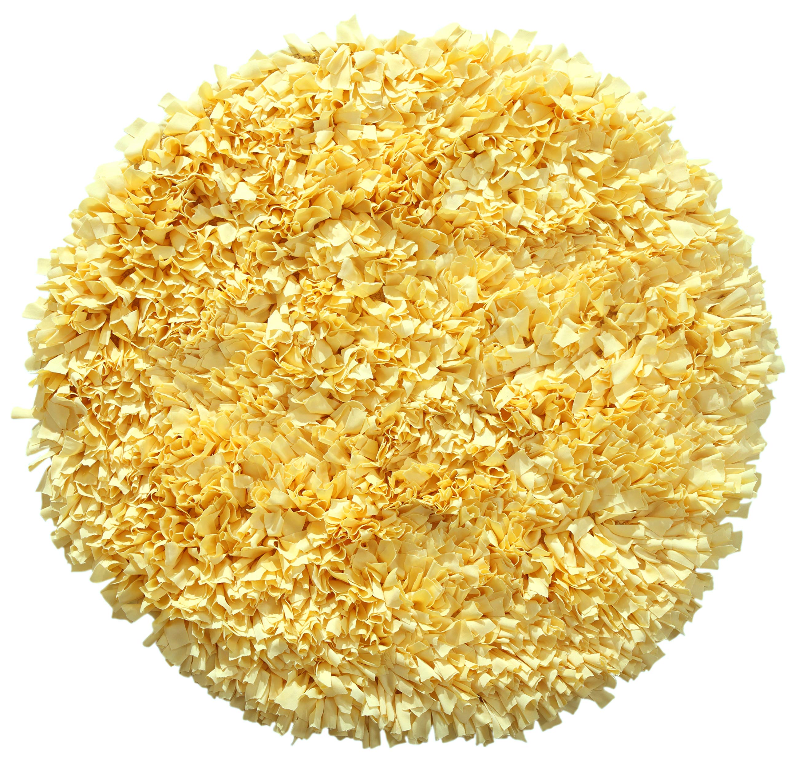 Bella Premium Jersey Shaggy Rug - Soft Machine Washable Non-Slip Round Area Rug for Living Room, Bedroom & Nursery - Foldable Indoor Carpet Easy to Clean - 3' Yellow Accent Rug - Perfect for Cozy Home Decor & Pet-Friendly Spaces