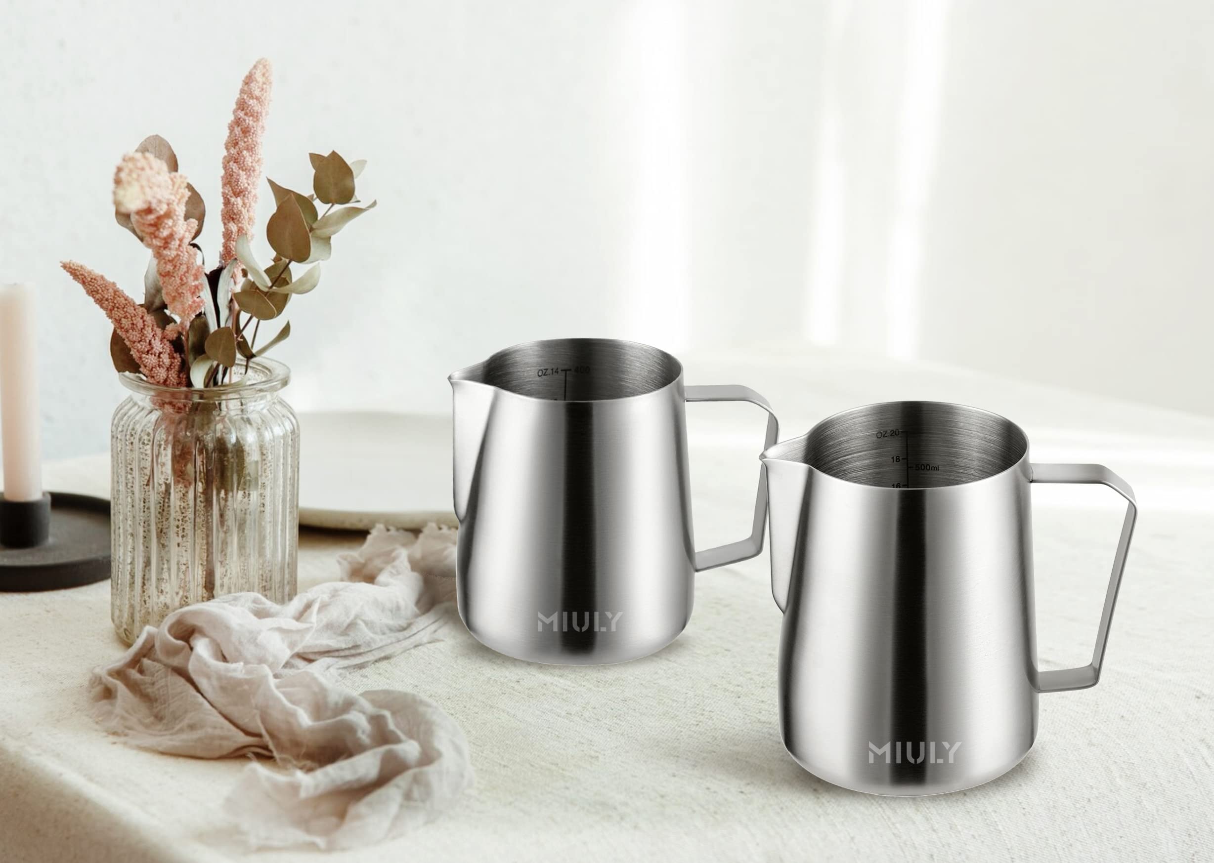 Premium Stainless Steel Milk Frothing Pitcher 20oz/600ml - Barista-Grade Milk Frother Cup for Espresso Machines & Lattes - Perfect for Home Coffee Makers & Professional Cafes