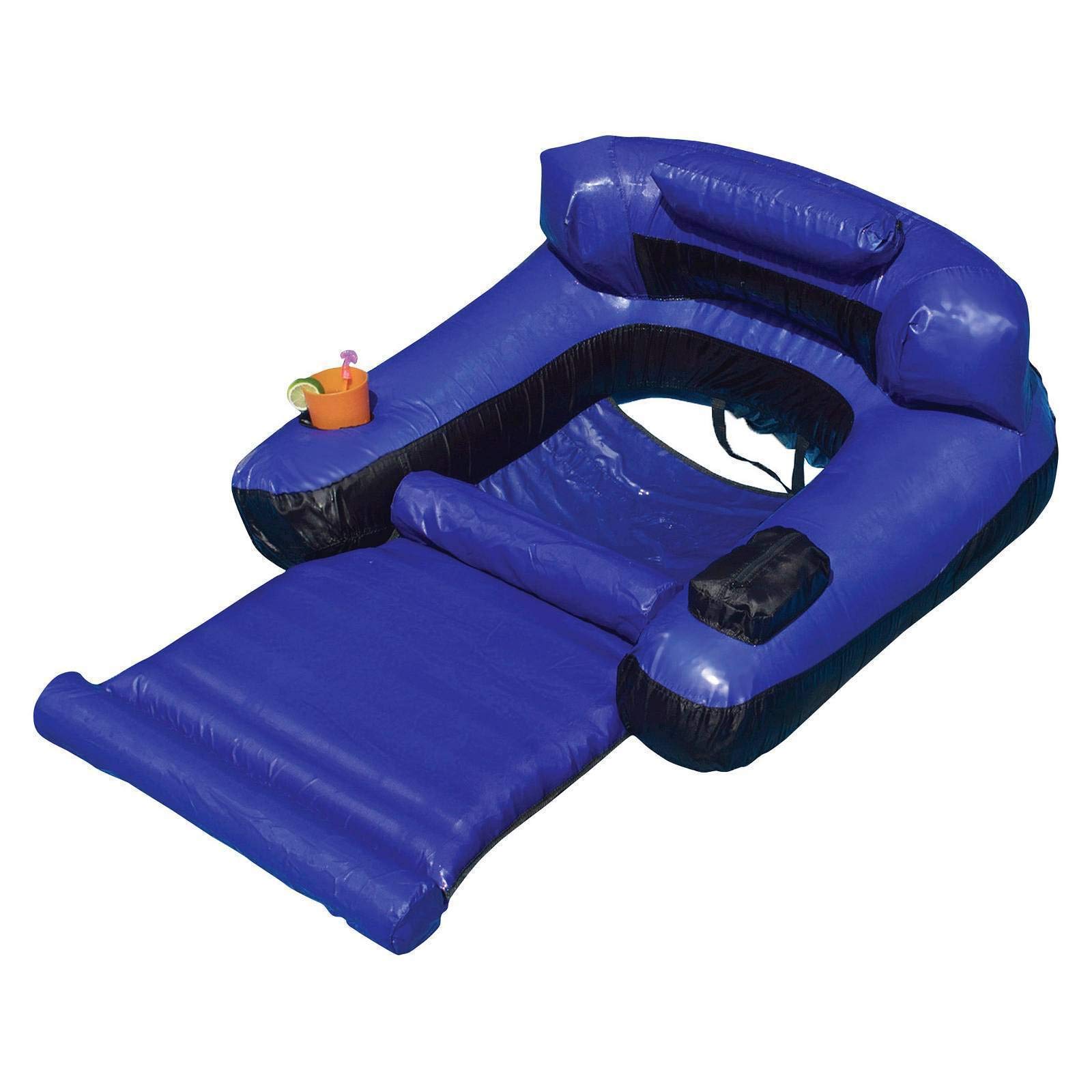 **2 Pack Inflatable Nylon Pool Floats with Floating Drink Holders - Perfect for Relaxing by the Pool, Beach, or Lake**