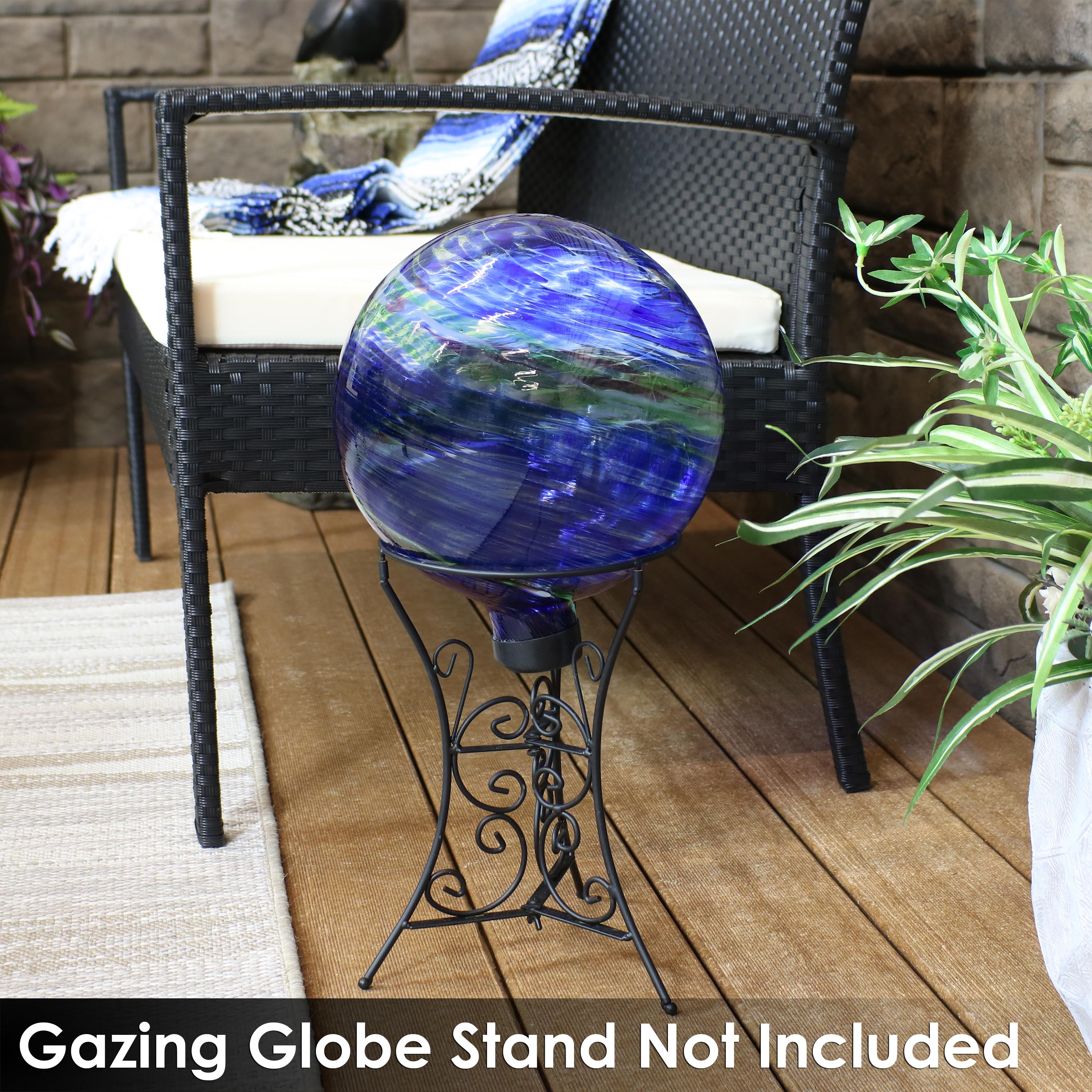 Sunnydaze 10-Inch Outdoor Glass Gazing Globe - Reflective Garden Decor for Patio, Yard & Landscaping - Perfect for Meditation Spaces & Zen Gardens