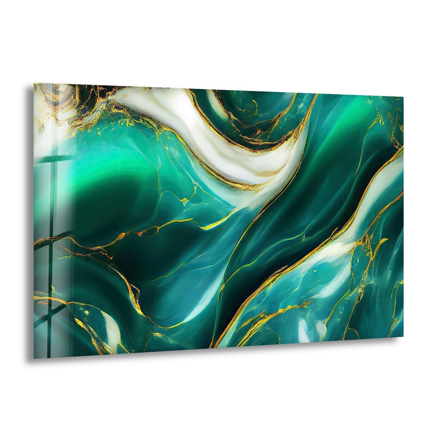 Abstract Green Marble Glass Wall Art - Modern Home Decor for Living Room, Bedroom & Office - Handmade Glass Mosaic Artwork - Unique Gift Idea for Housewarming & Wedding