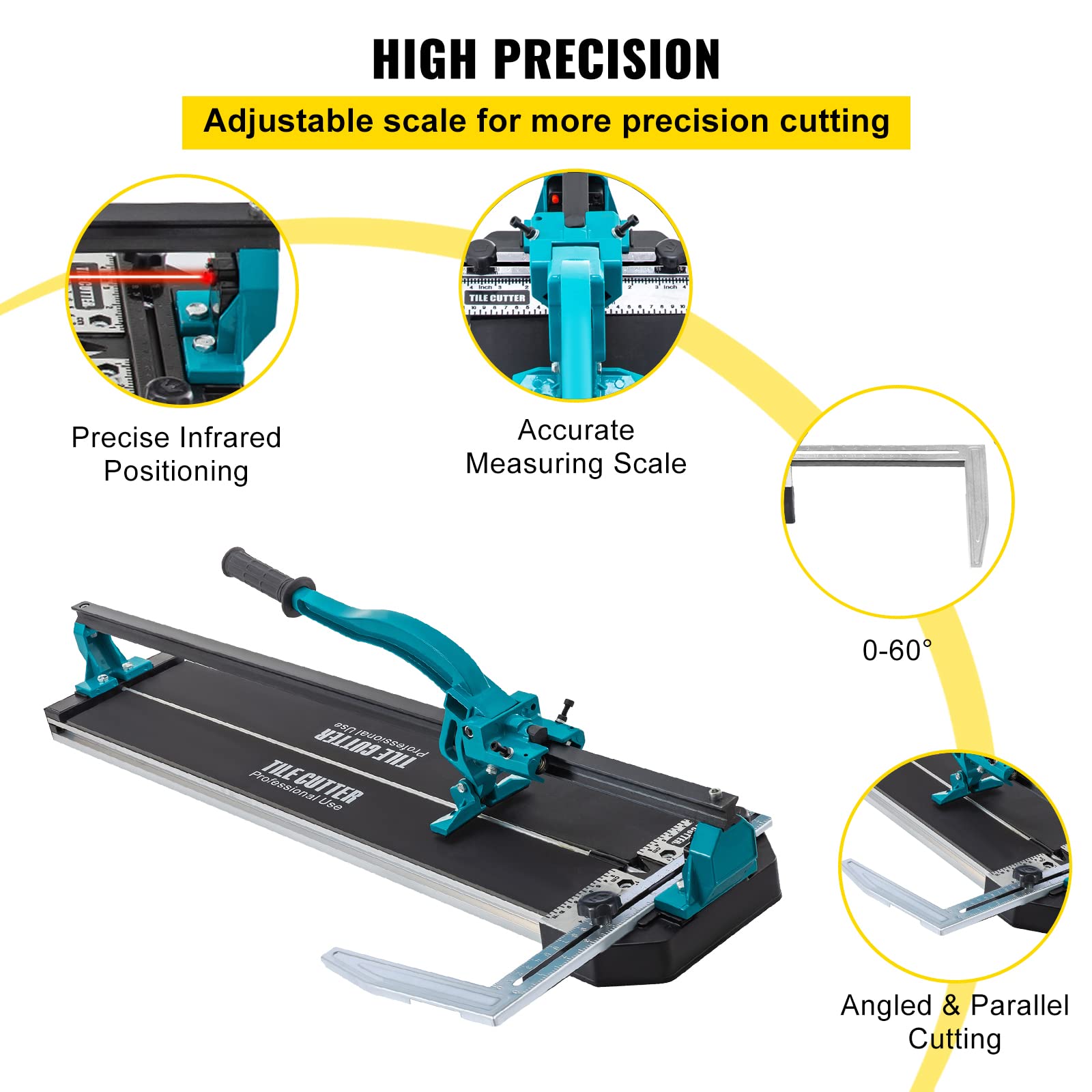 Mophorn 31 Inch Manual Tile Cutter with Laser Positioning - Alloy Wheel, Ergonomic Handle & Accurate Rulers for Large Tiles (0.24