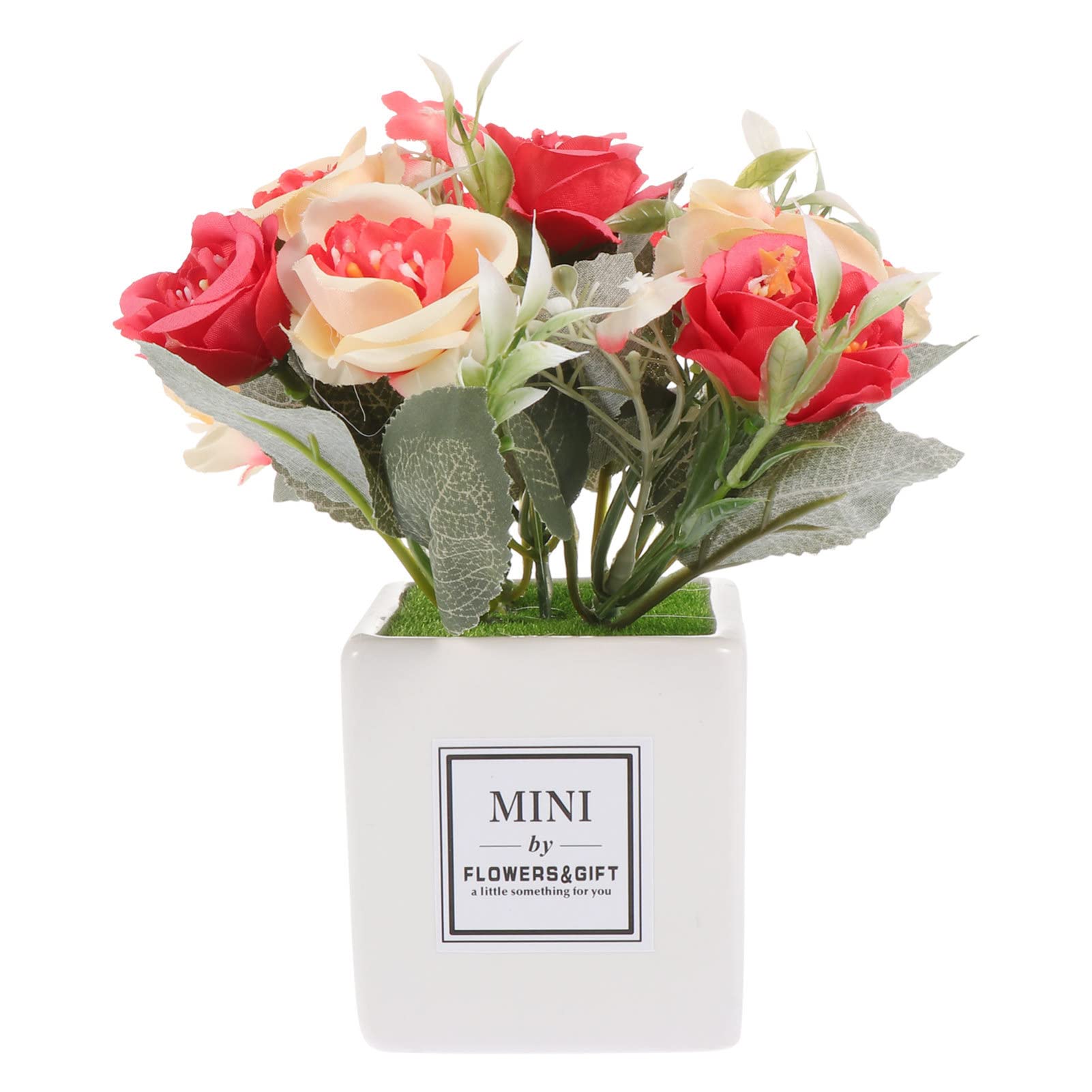 ULTNICE Artificial Rose Flowers in Vase - Realistic Fake Red Roses Floral Arrangement for Wedding, Party, Home & Office Decor - Perfect Table Centerpiece for Indoor Spaces