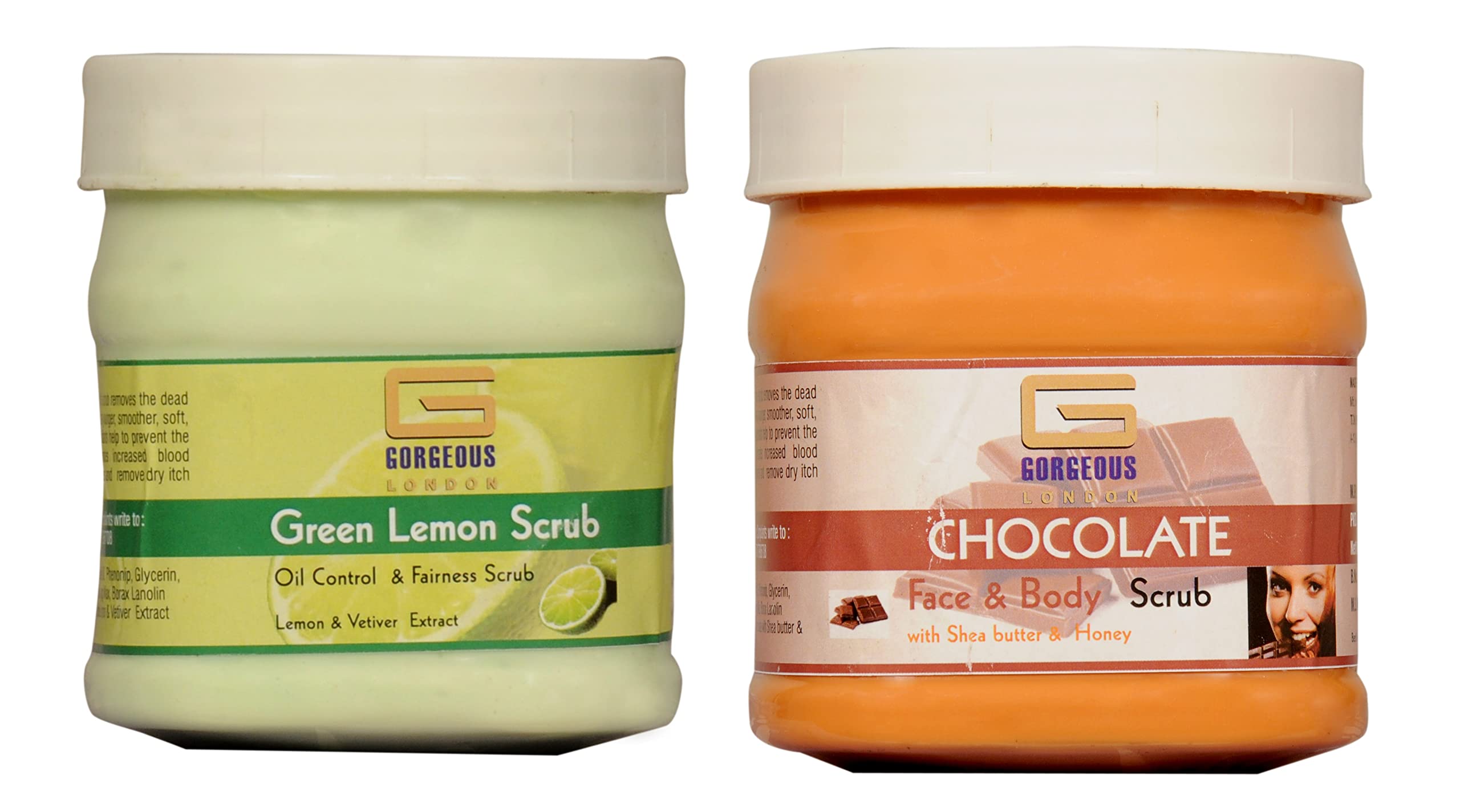 London Green Lemon & Chocolate Body Scrub Combo (2-Pack, 450ml Each) – Exfoliating & Moisturizing for Smooth Skin – Perfect for Spa Day & Self-Care Routine