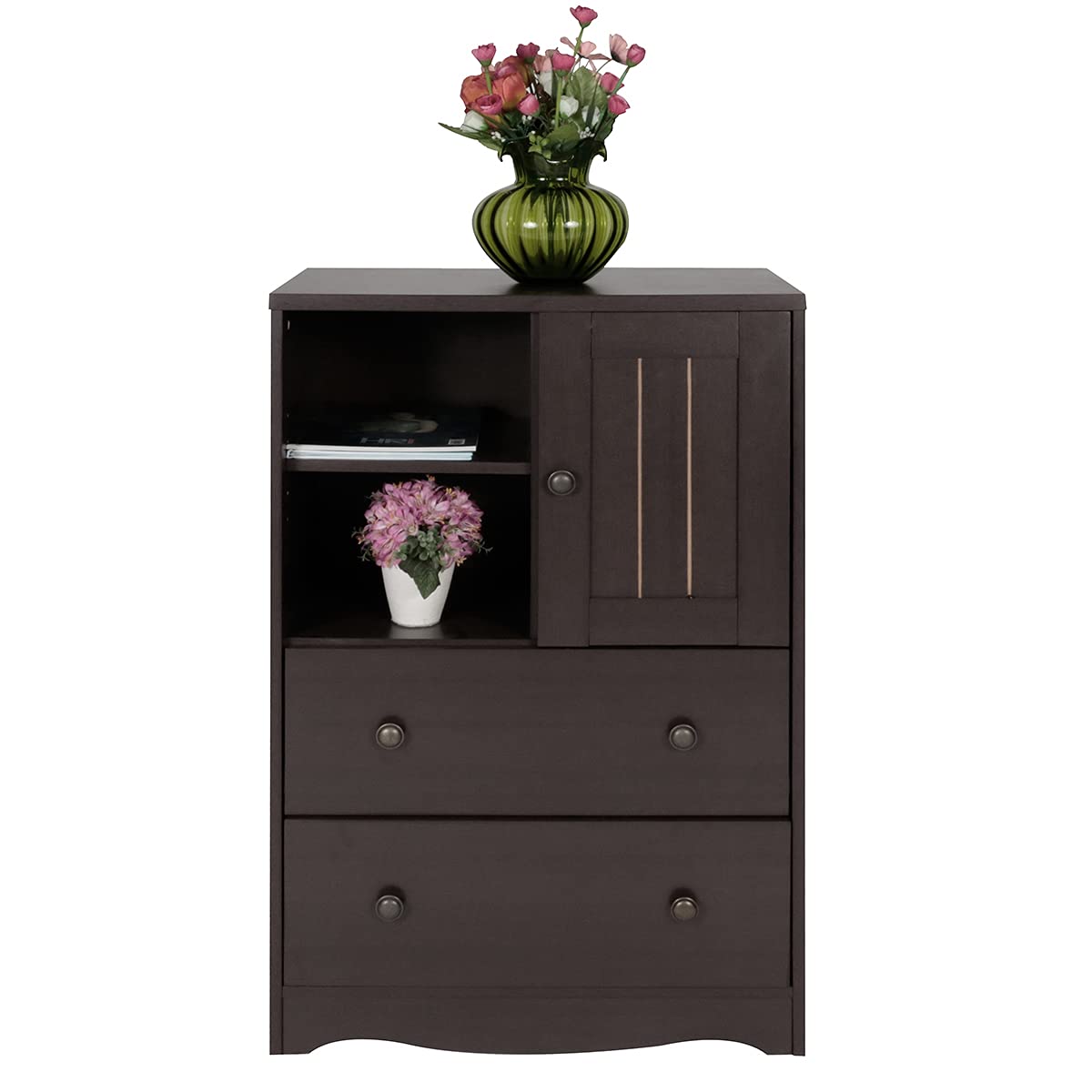 Modern 2-Drawer Storage Cabinet - Freestanding Bathroom & Floor Cabinet with Adjustable Shelf for Living Room, Office, Kitchen Organization - Dark Brown | Space-Saving Home & Bathroom Storage Solution