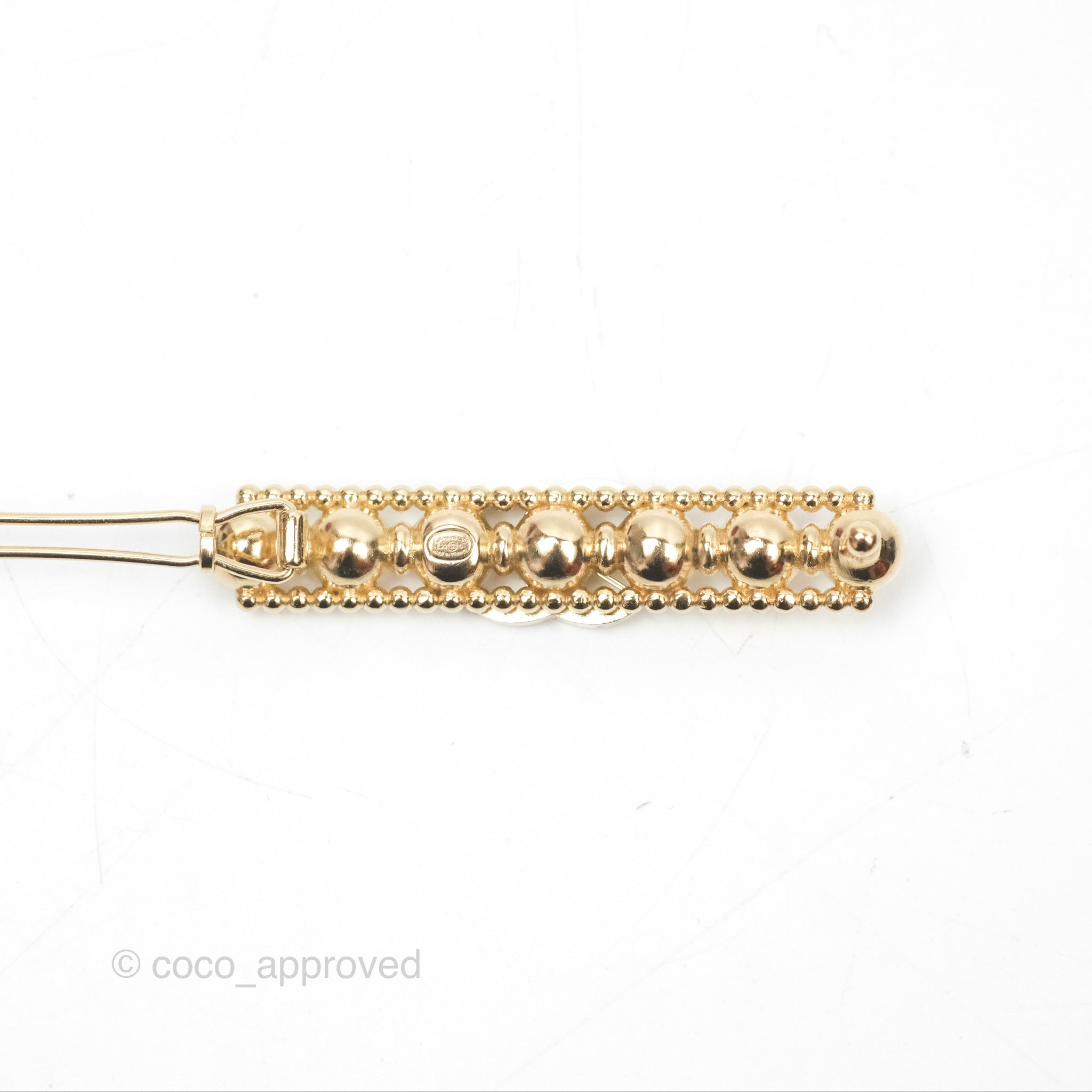 Chanel CC Crystal Beaded Hair Clip - Gold Tone Hair Accessory for Women | Perfect for Weddings, Parties & Special Occasions