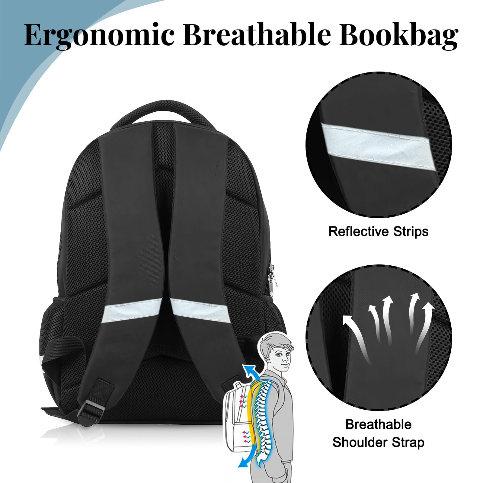 **Kids Soccer Print Backpack - Lightweight Waterproof School Bookbag with Side Pocket, Laptop Compartment - Perfect for School, Travel & Sports Gifts**