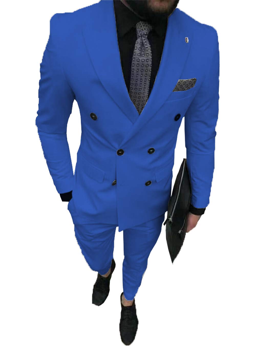 Men's 2-Piece Slim Fit Double Breasted Suit Set - Formal Blazer & Pants for Wedding, Groomsmen, Business & Special Occasions